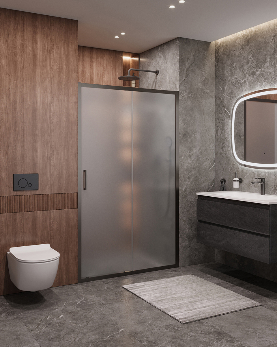 Изображение товара Душевая дверь Cezares Molveno-BF-1-120-P-GM 120см матовое стекло раздвижная Италия