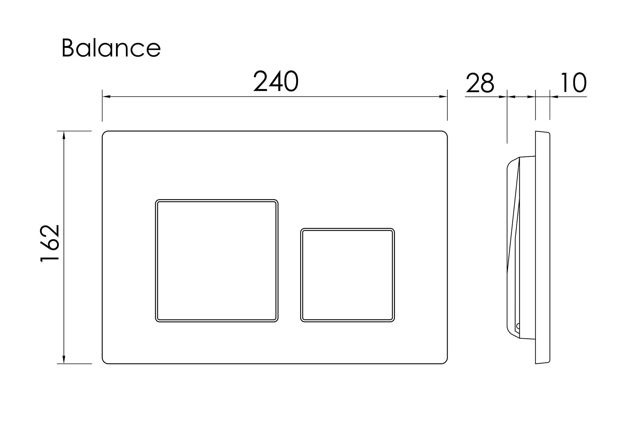 Изображение товара Двойная кнопка смыва Ceramicanova Balance квадратные клавиши белый глянцевый CN12-002W