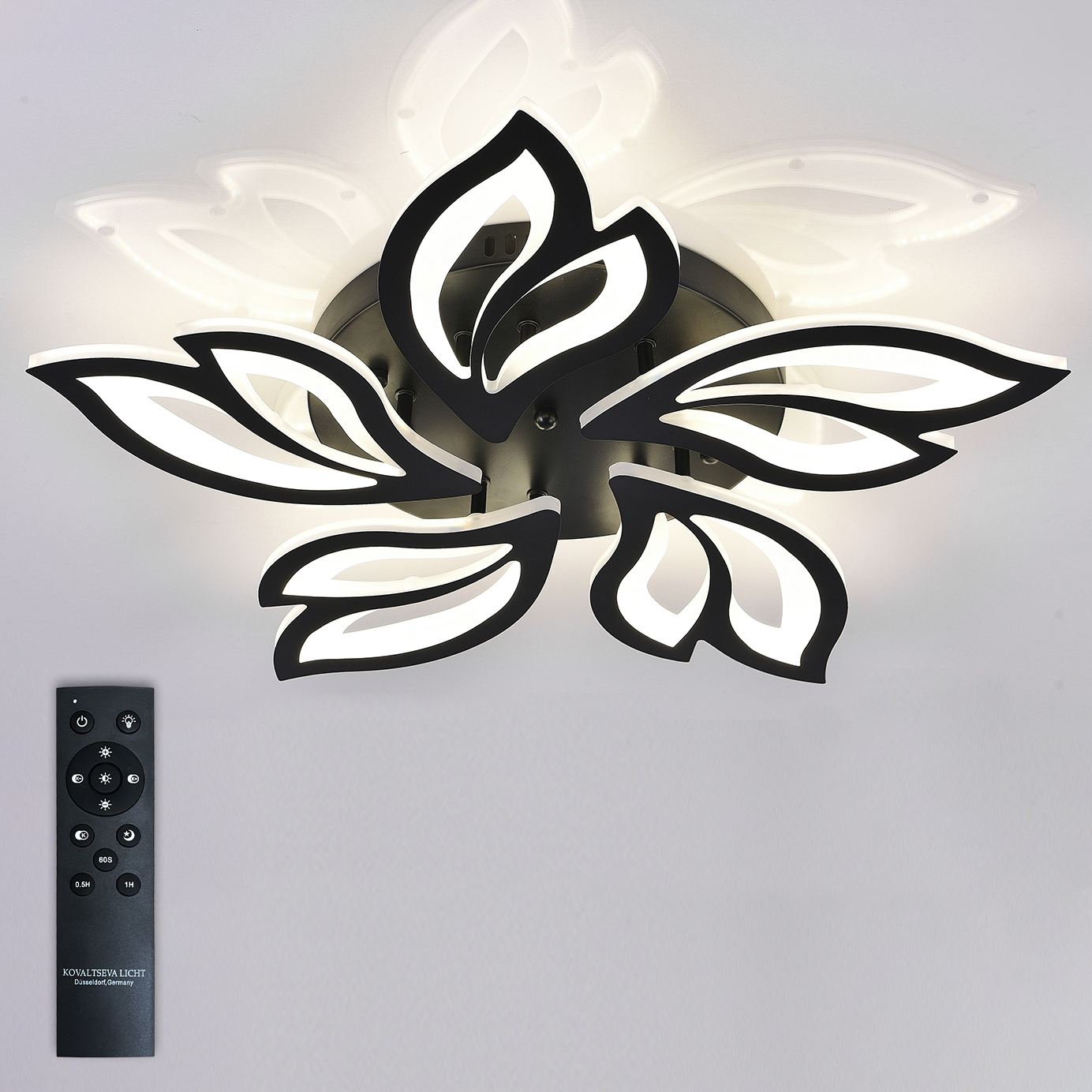 Изображение товара Люстра потолочная светодиодная Natali Kovaltseva HIGH-TECH LED LAMPS 82006 BLACK с пультом управления 1 лампа 22 м² цвет черный