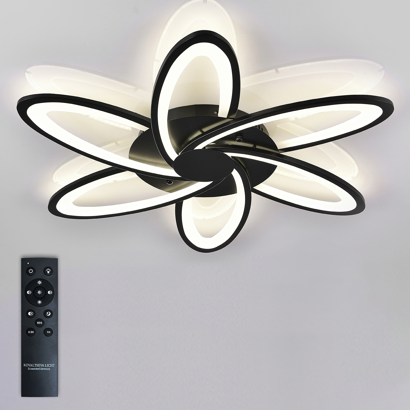 Изображение товара Люстра потолочная светодиодная Natali Kovaltseva HIGH-TECH LED LAMPS 82008 BLACK с пультом управлен