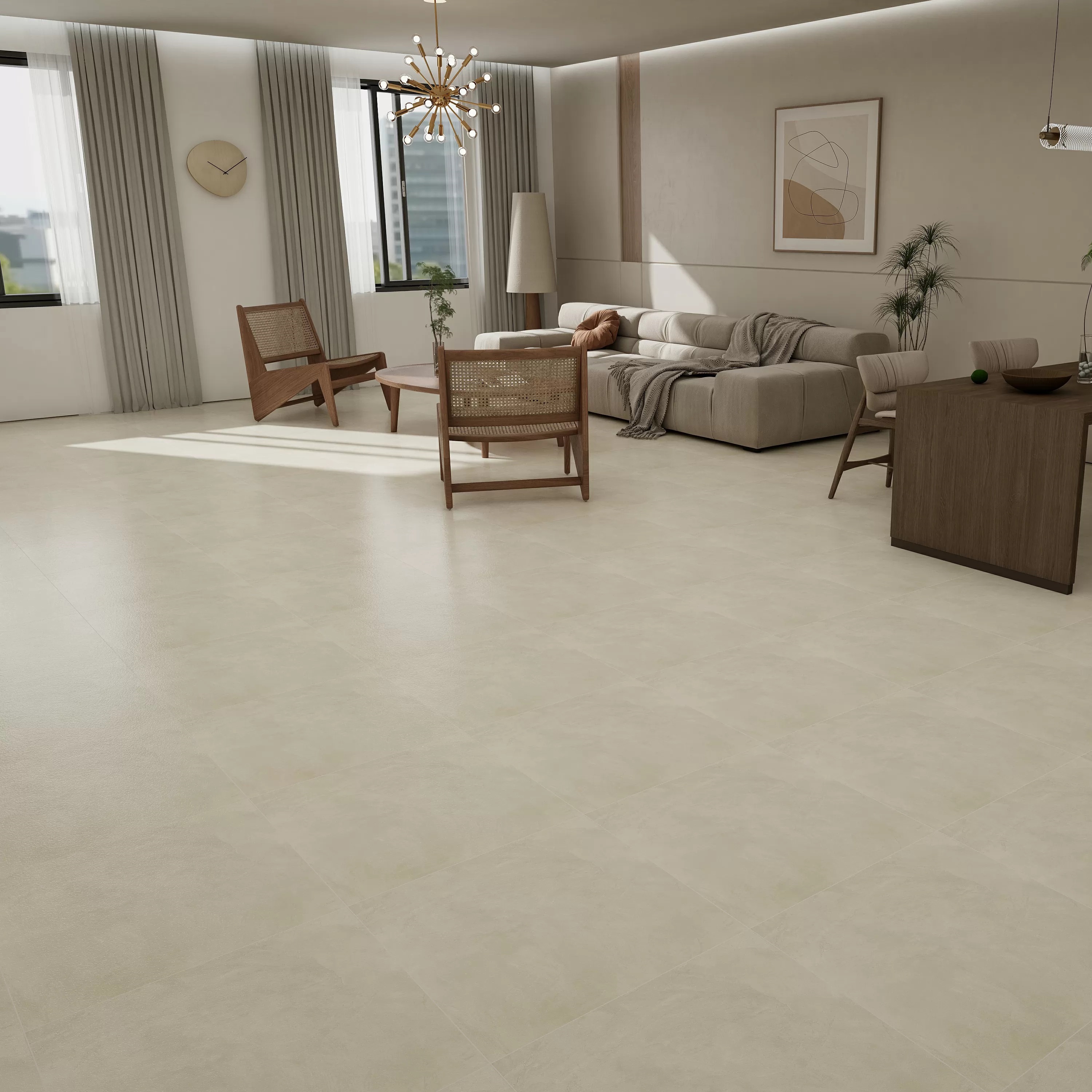 Изображение товара Керамогранит Duna Cemento Ivory Carving 60x60 матовый бежевый для пола и стен