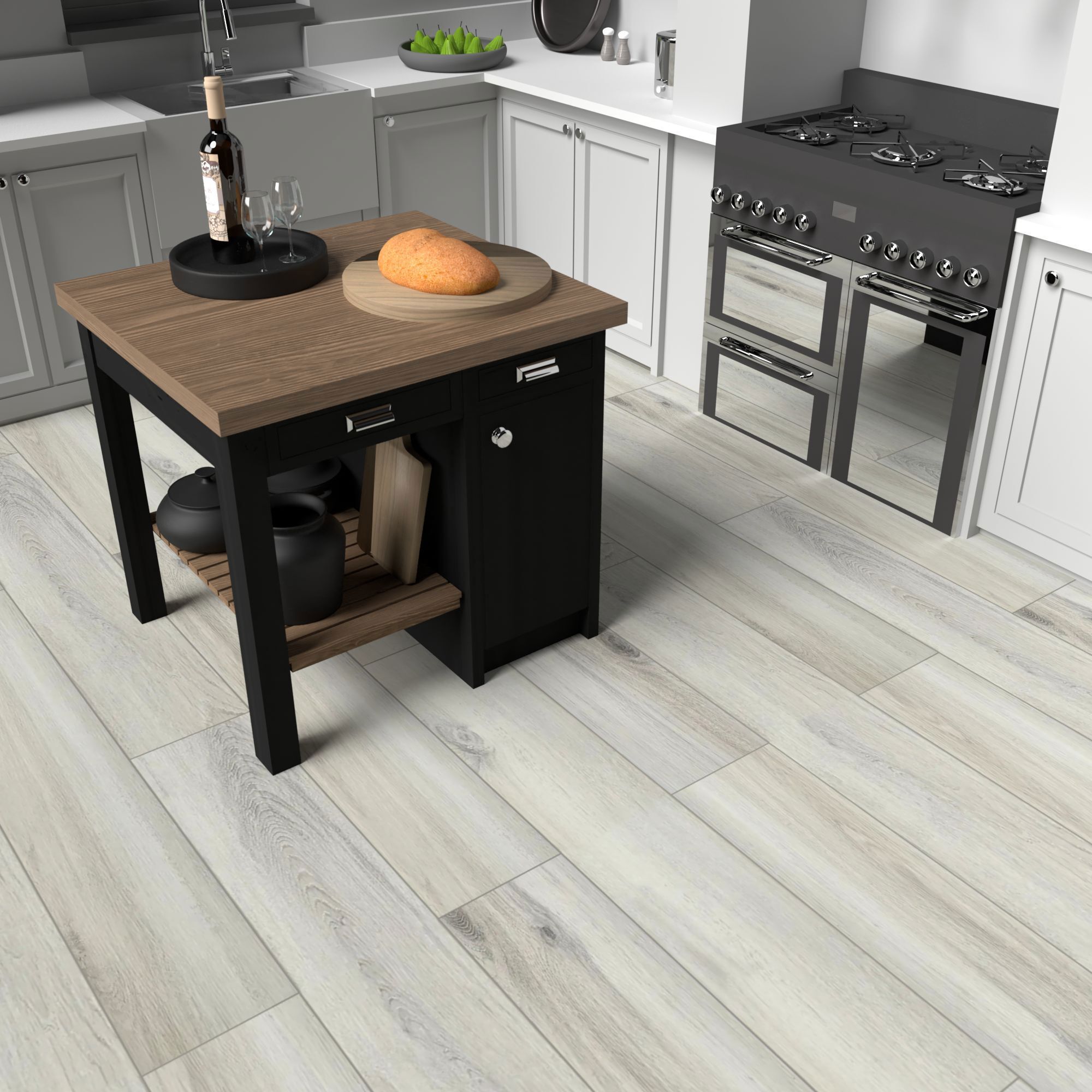 Изображение товара Кварцвиниловая SPC плитка "Дуб Флай", 33 класс, 122x12. 8 см, серебристый