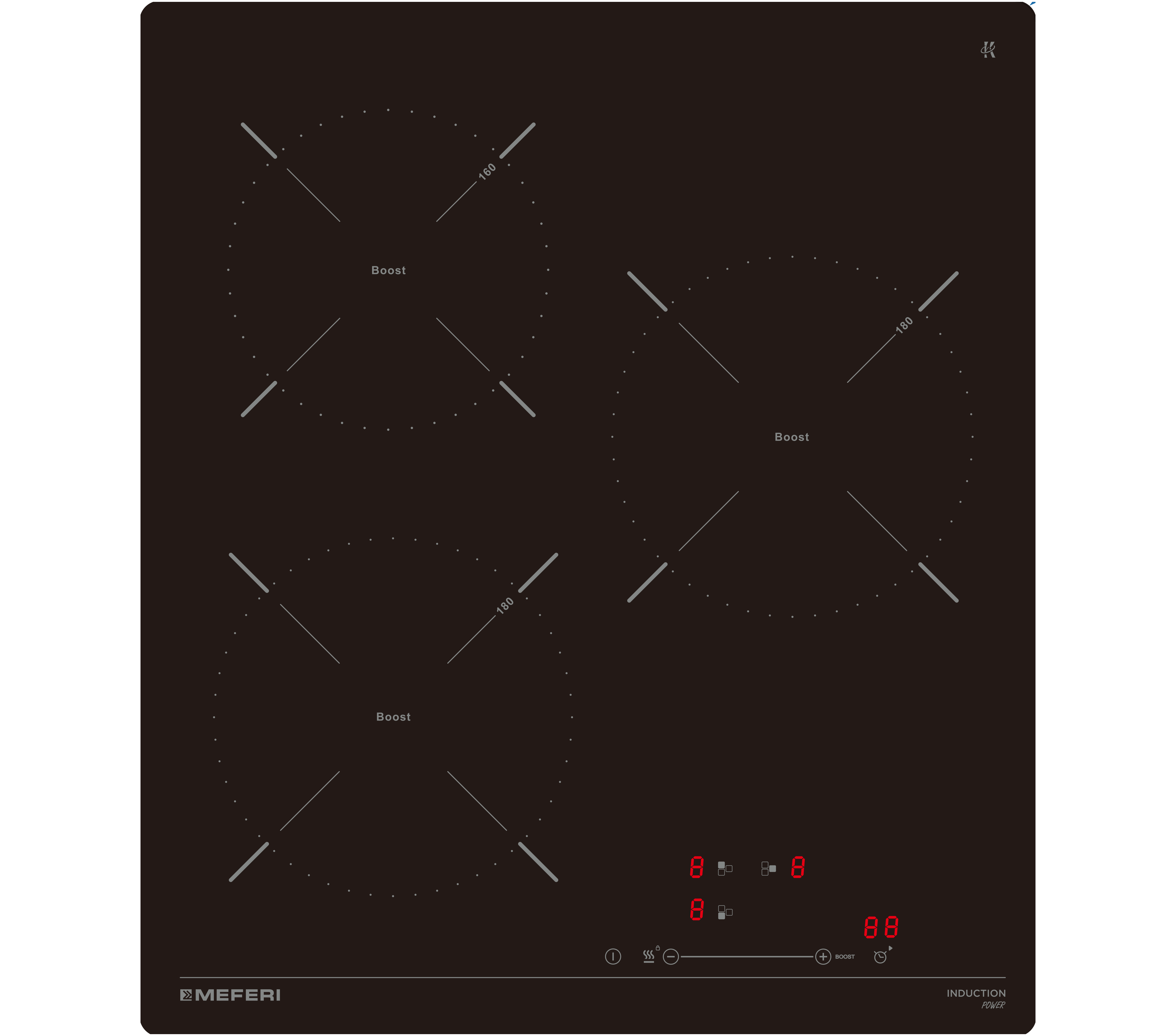 Изображение товара Индукционная варочная панель Meferi MIH453BK POWER 3 конфорки Черный стеклокерамика