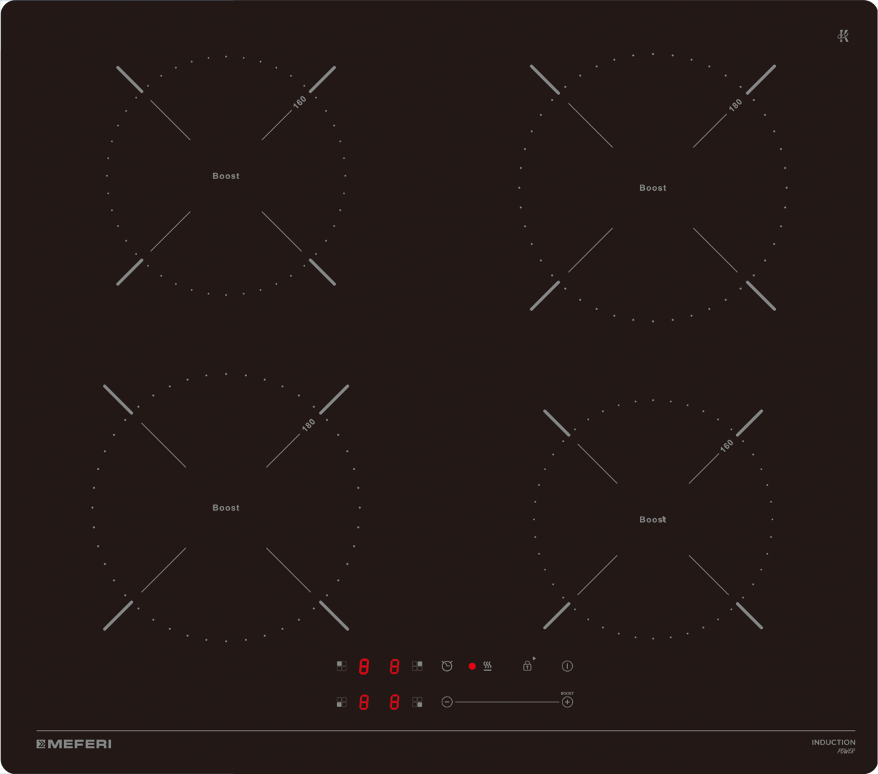 Изображение товара Индукционная варочная панель Meferi MIH604BK Power 59 см 4 конфорки цвет черный