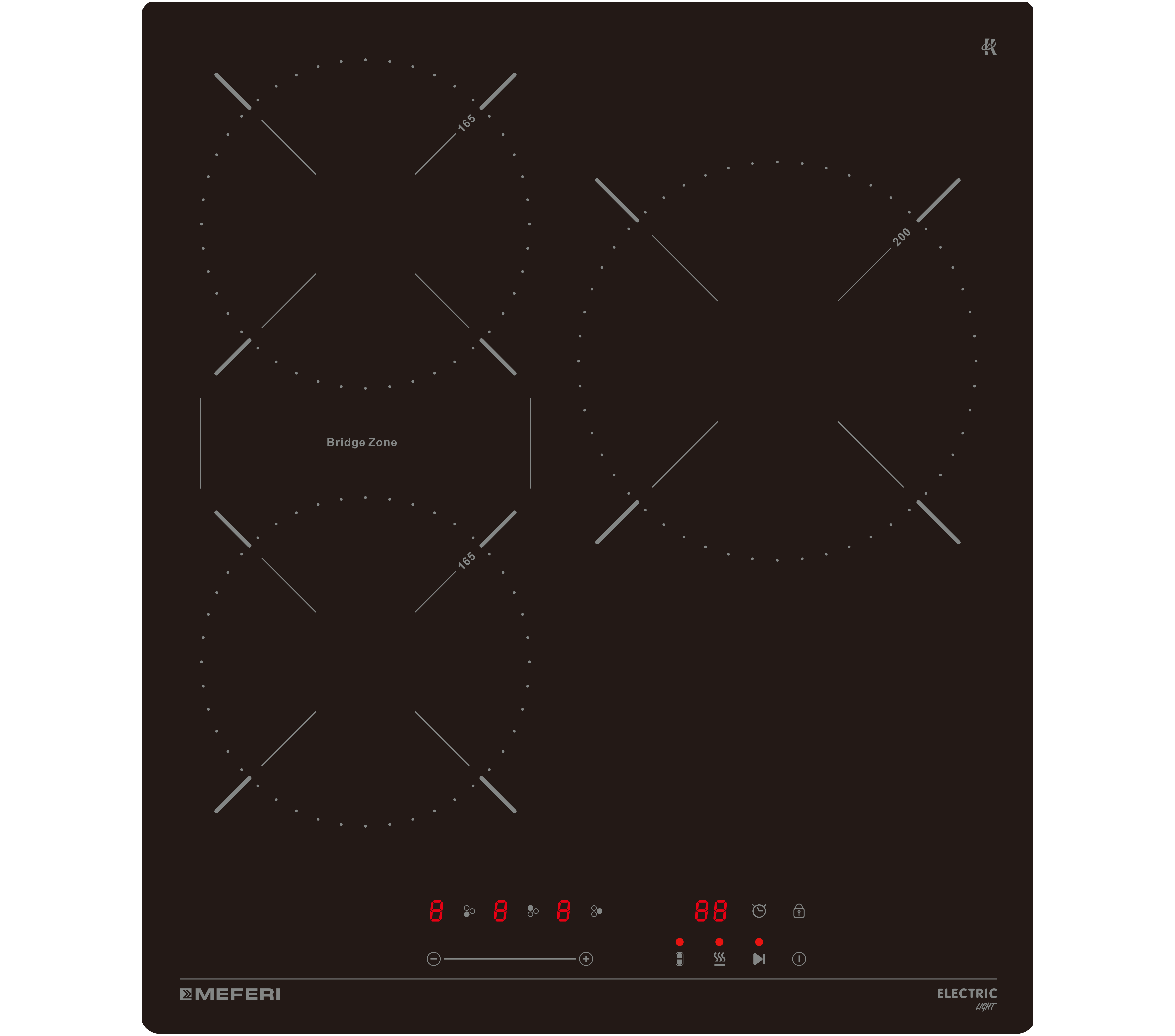 Изображение товара Электрическая варочная панель Meferi MEH453BK LIGHT 43 см 3 конфорки черный