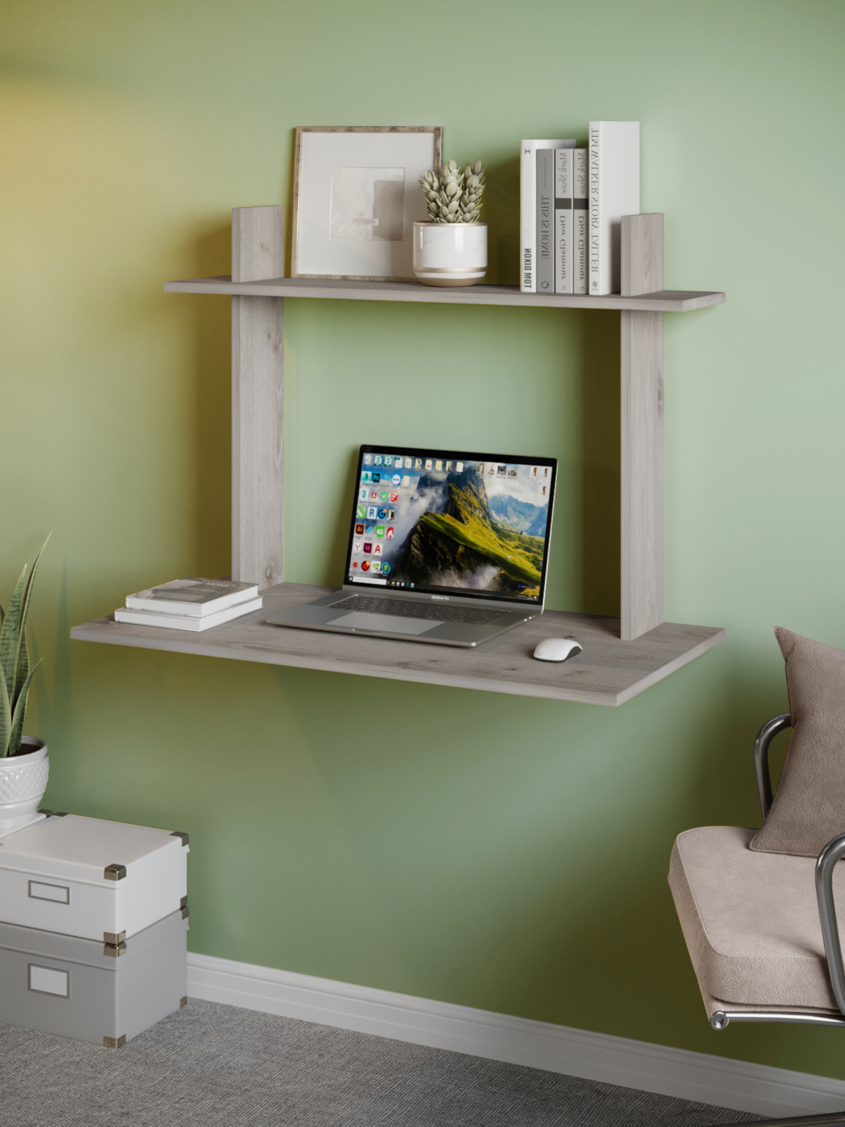 Изображение товара Стол подвесной Мэрдэс СтТ1 90x65x45 см ЛДСП цвет ясень шимо светлый