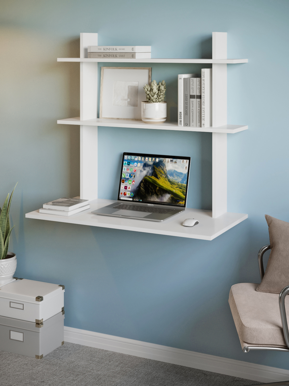 Изображение товара Стол подвесной Мэрдэс СтТ2 90x83,5x45 см белый ЛДСП современный дизайн