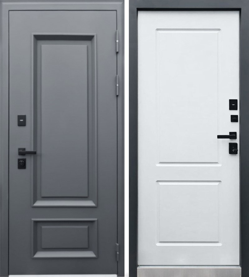 Изображение товара Входная дверь Rex 32 правый 205x88см цвет искра серая/белый матовый