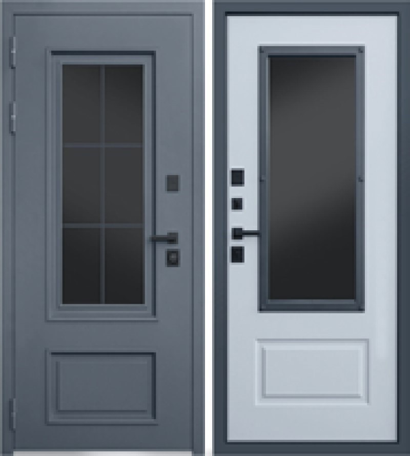 Изображение товара REX Rex 32 — входная дверь, левый обзор, 205x96, серый искра/белый матовый