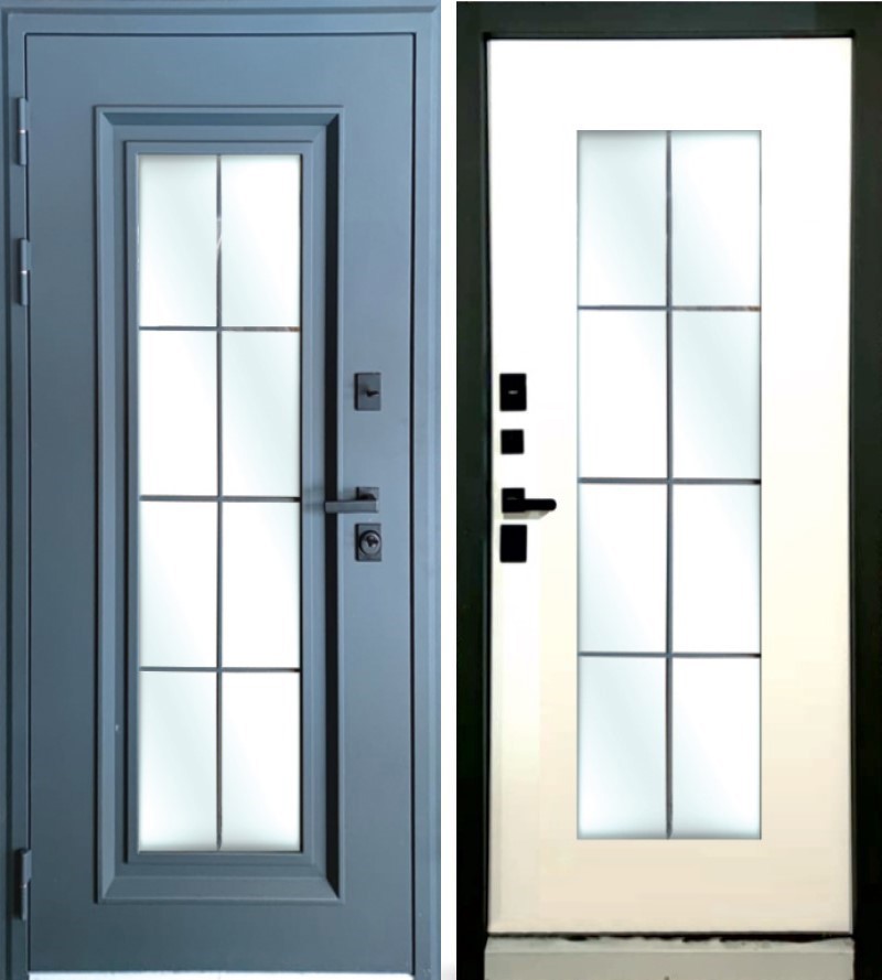 Изображение товара Входная дверь Rex 33 левый 205x88см цвет искра серая/белый матовый