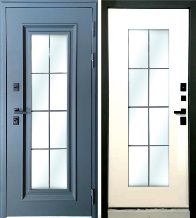 Изображение товара Входная дверь Rex 33 правый 205x88см цвет искра серая/белый матовый