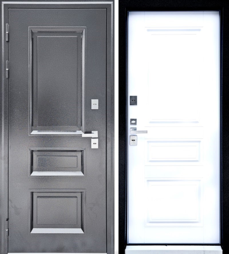 Изображение товара Входная дверь Rex 34 левый 205x96см цвет антик серебро/белый матовый