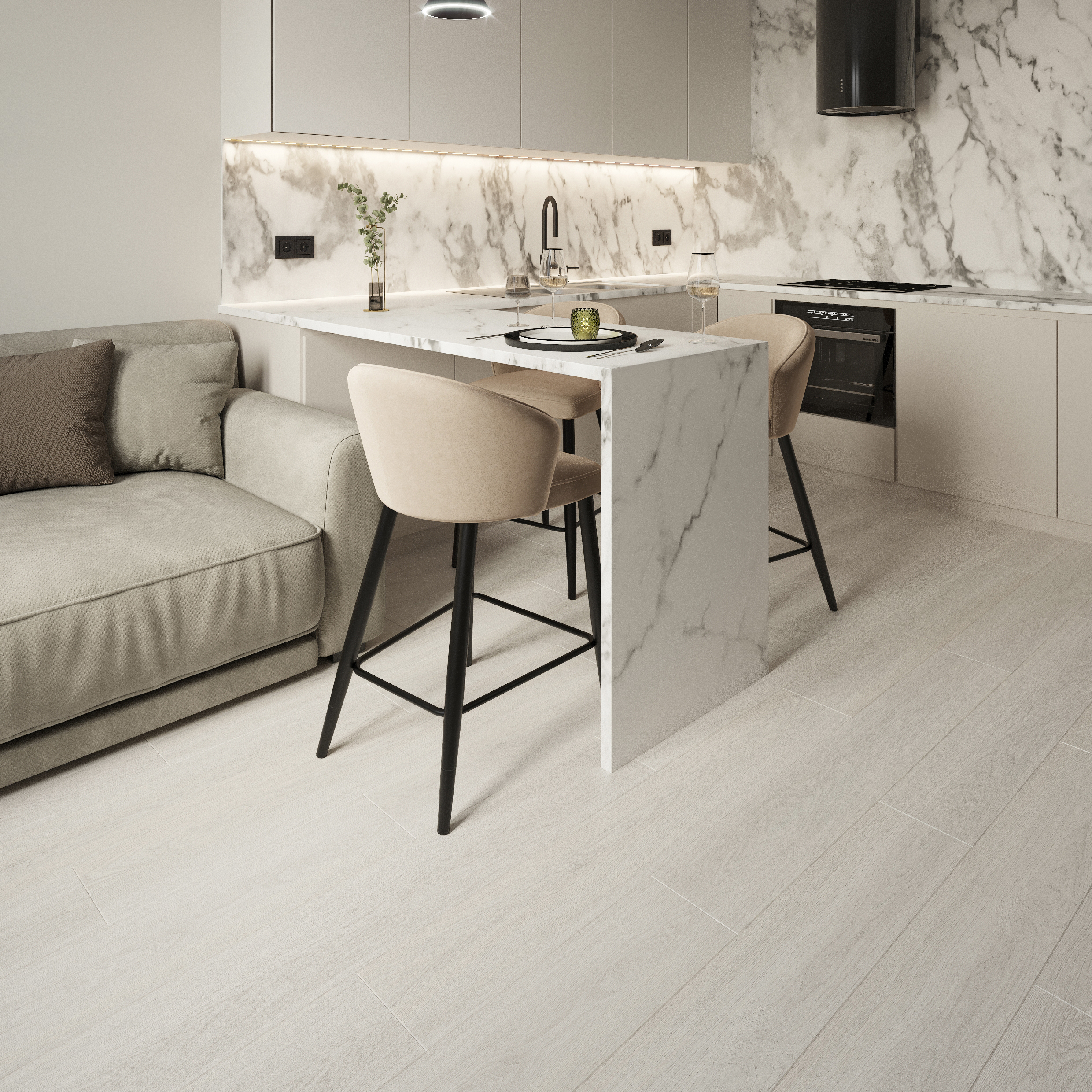 Изображение товара SPC плитка AlixFloor City Line Дуб светло-серый 43 класс толщина 5 мм 2.009 м², цена за упаковку