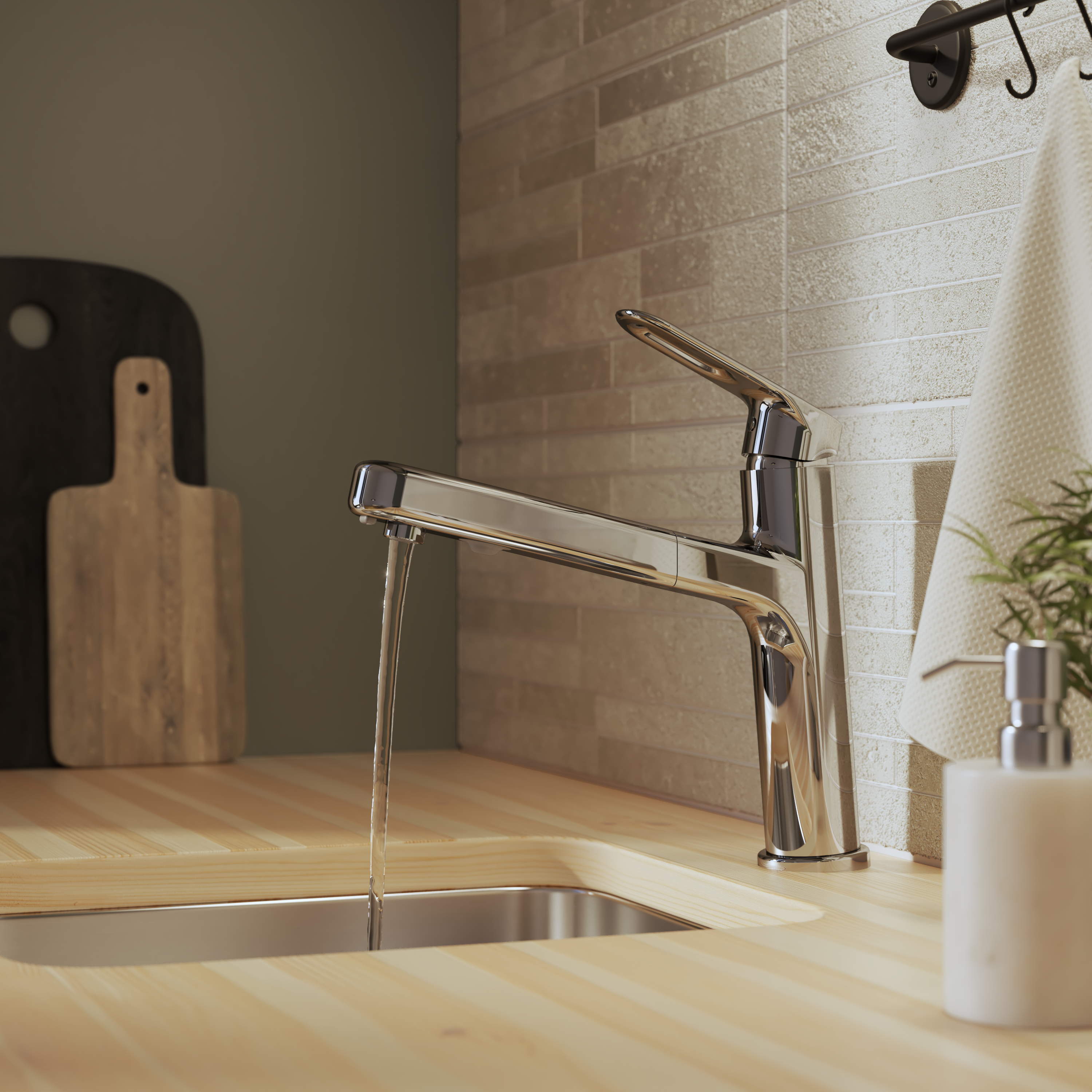 Изображение товара Смеситель кухонный Icone общая высота 24.7 см цвет хром