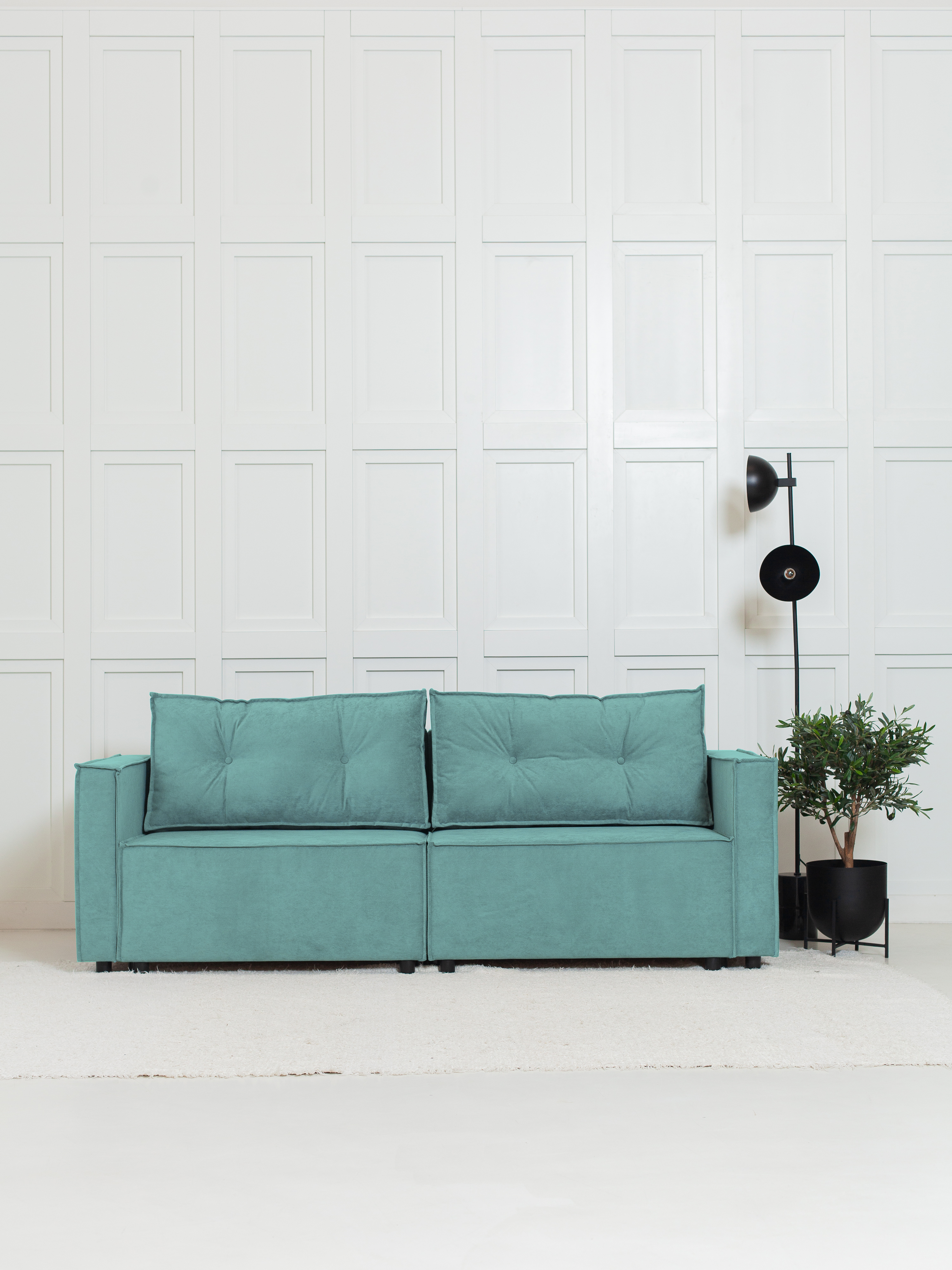 Изображение товара Диван раскладной Cityhd Цюрих Про 212x90x80 см велюр бирюзовый современный