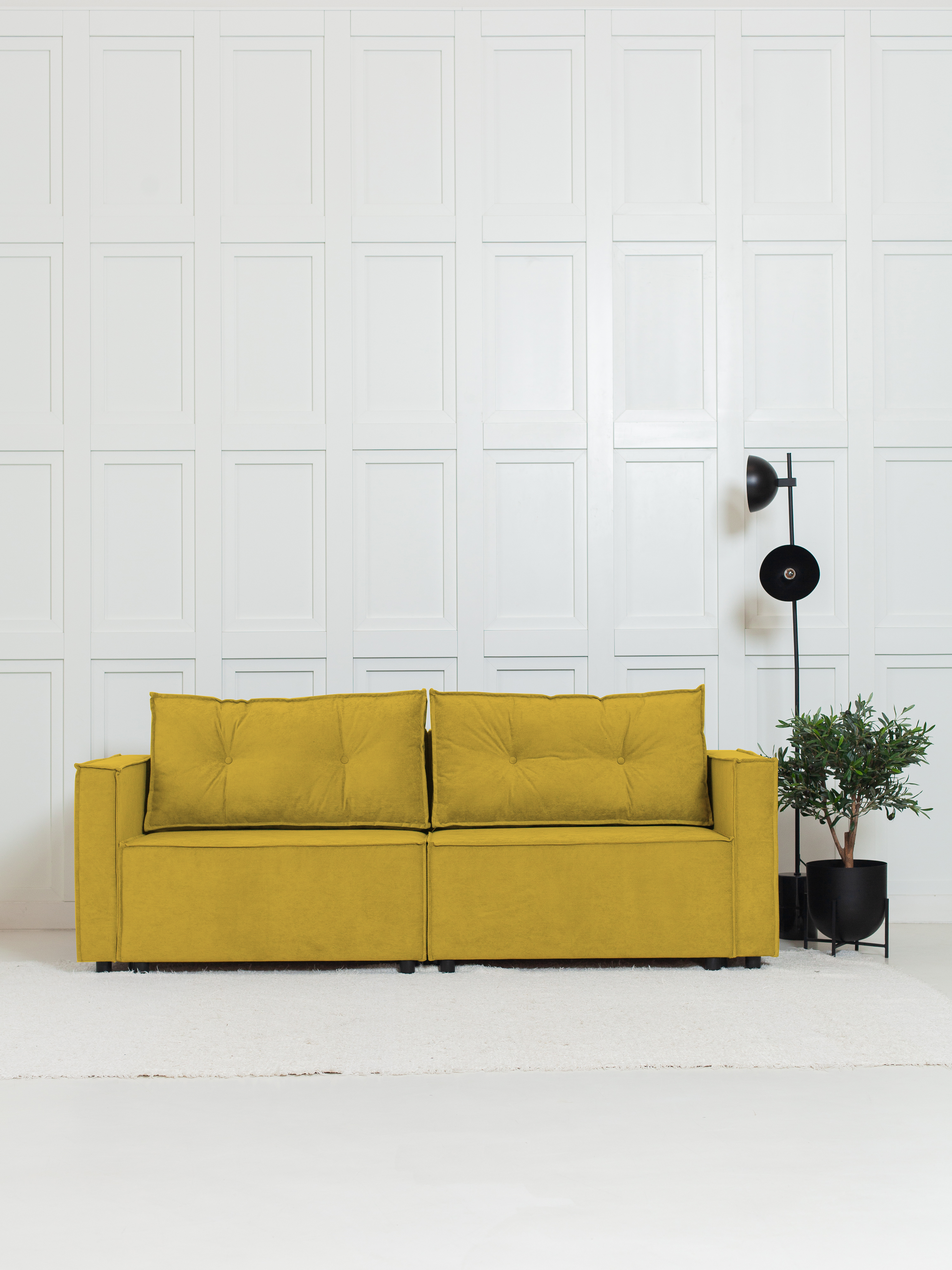 Изображение товара Диван раскладной Cityhd Цюрих Про велюр горчичный современный дизайн