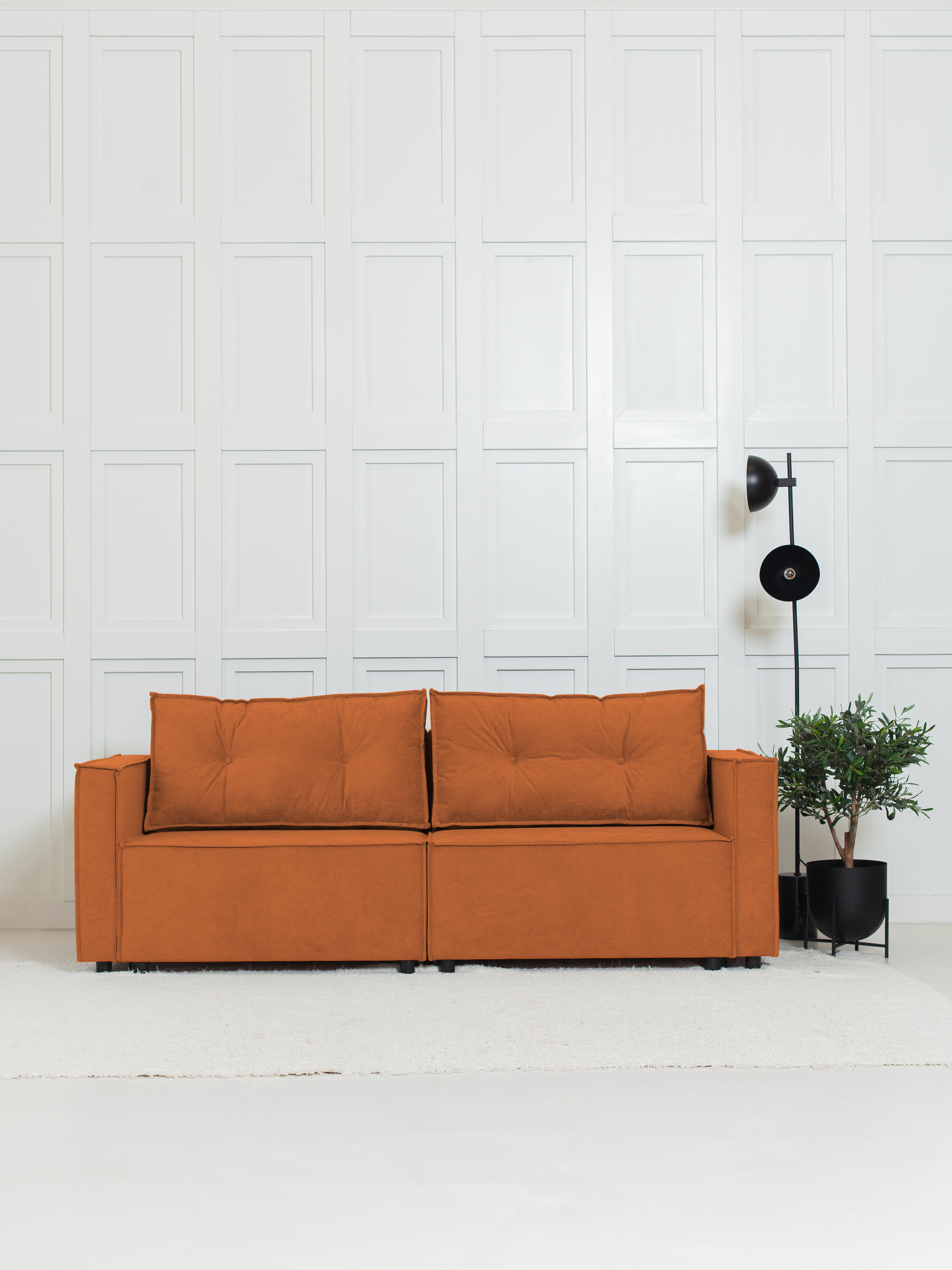 Изображение товара Диван раскладной Cityhd Цюрих Про 212x90x80 см велюр оранжевый