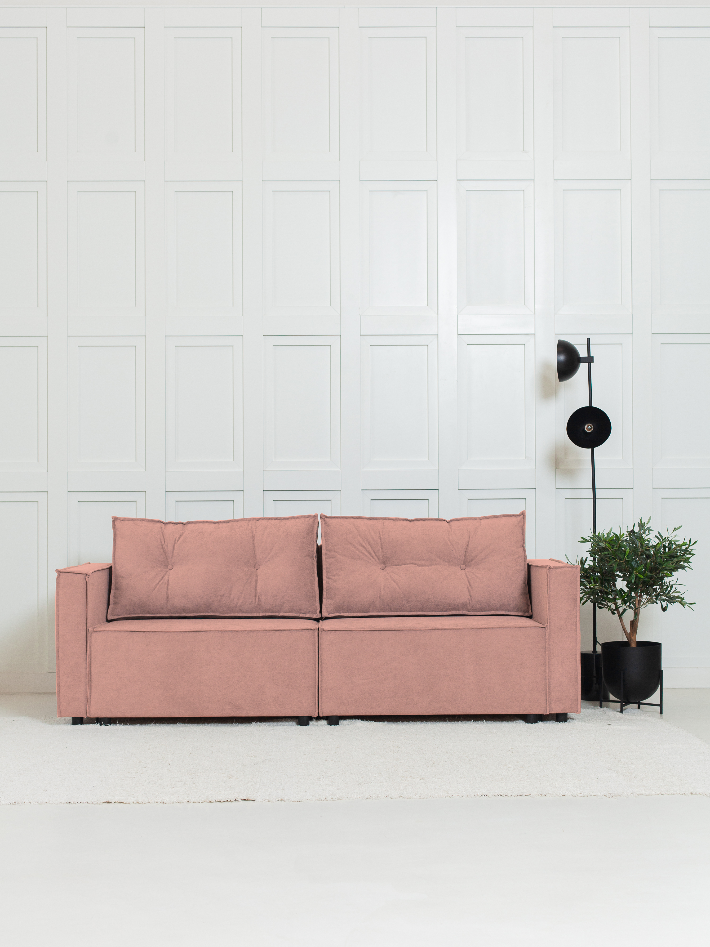 Изображение товара Диван раскладной Cityhd Цюрих Про 212x90x80 см велюр цвет розовый