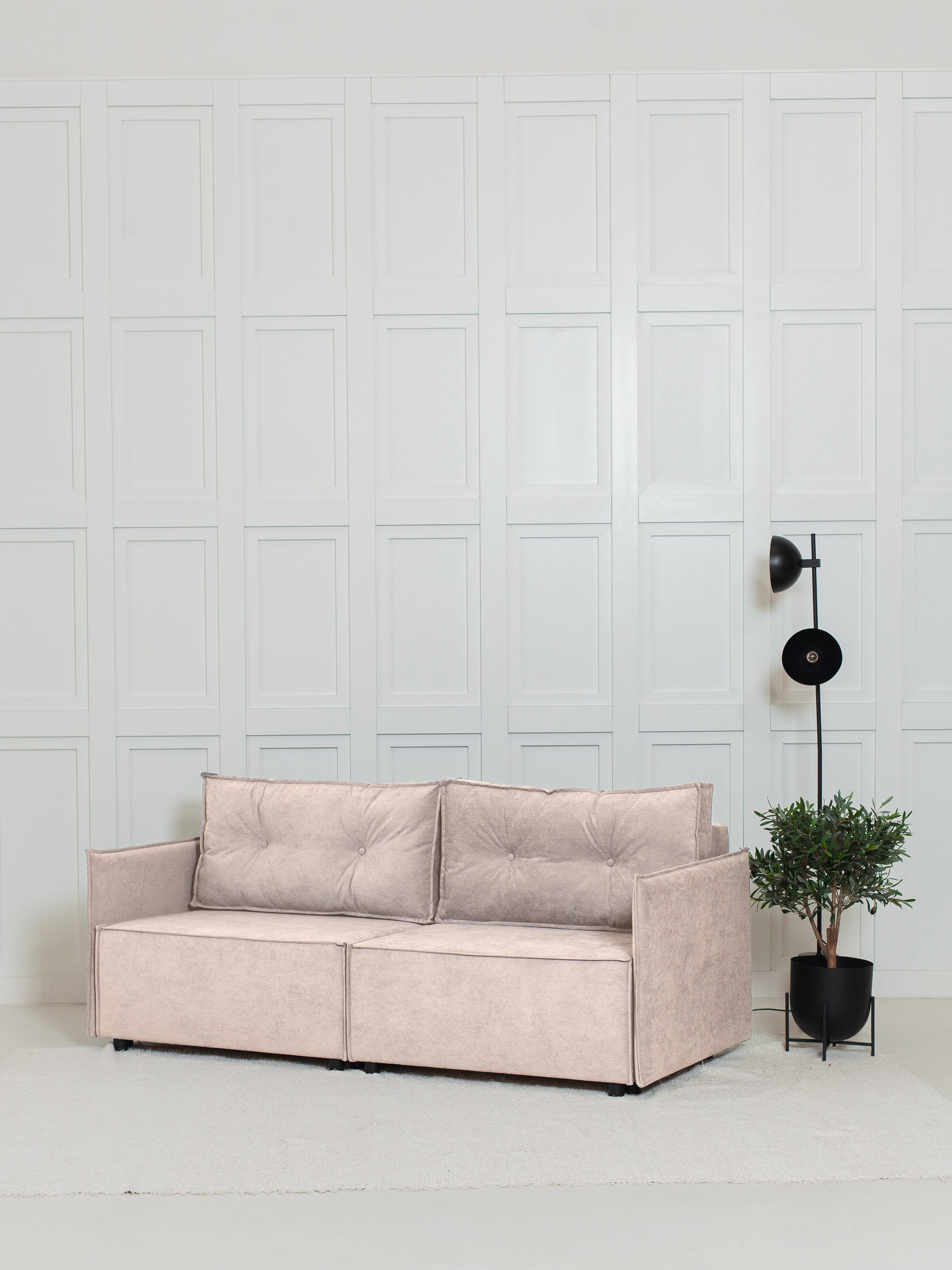 Изображение товара Диван раскладной Cityhd Цюрих Слим 200x90x80 см велюр бежевый современный