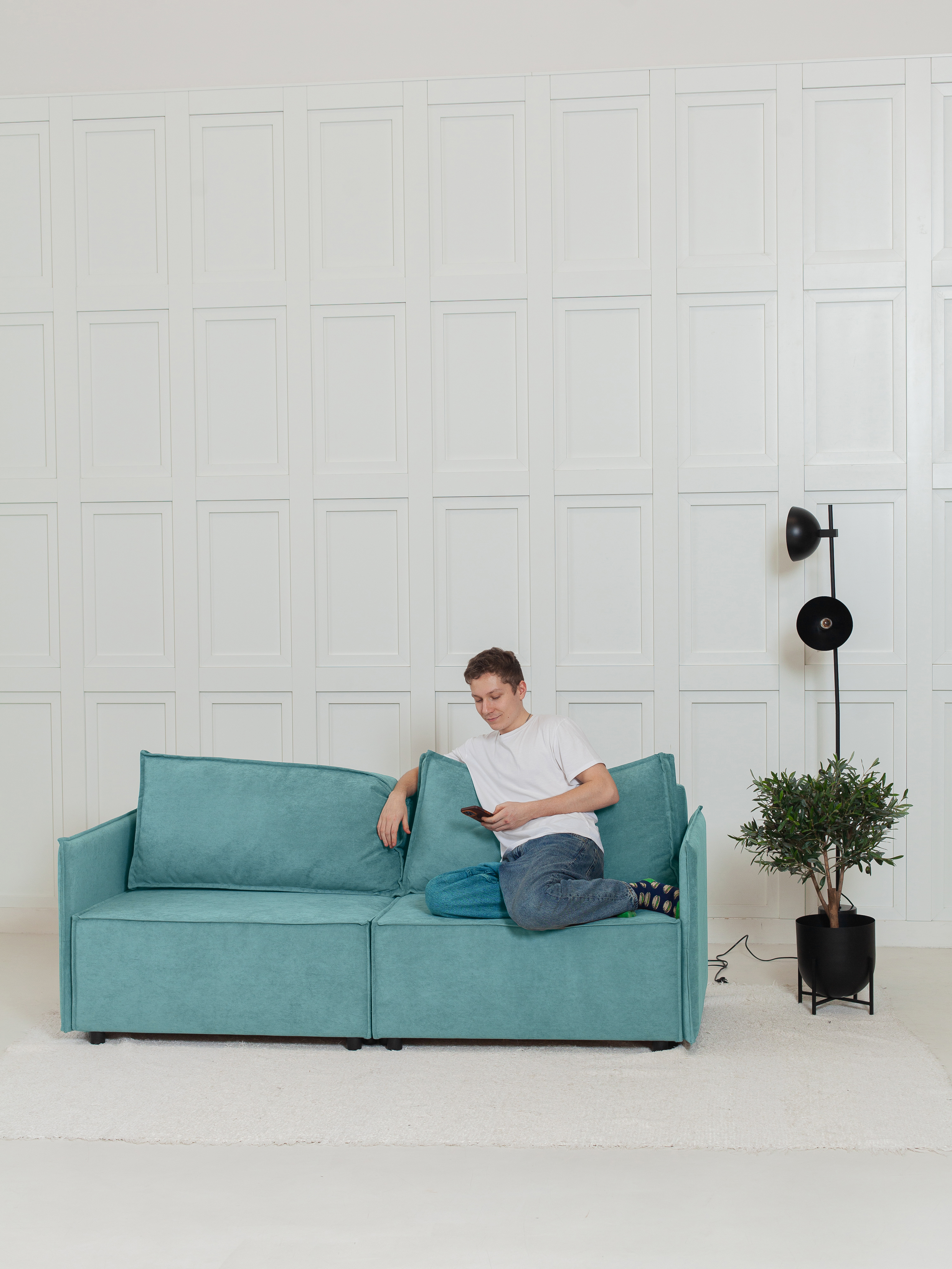 Изображение товара Диван раскладной Cityhd Парма Слим с велюром 200x90x80 см современный стиль