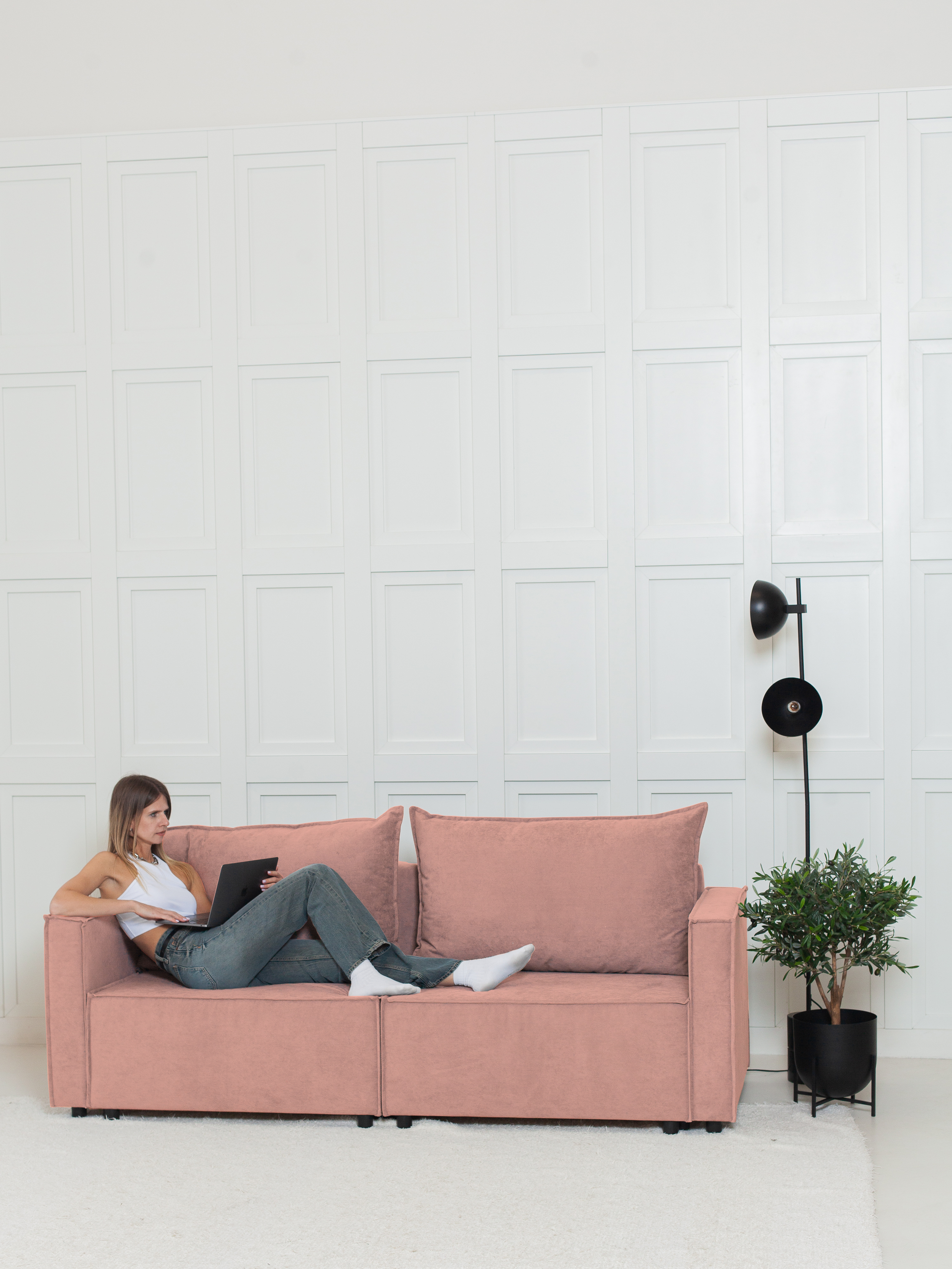 Изображение товара Диван раскладной Cityhd Ницца Про 212x90x80 см велюр цвет розовый