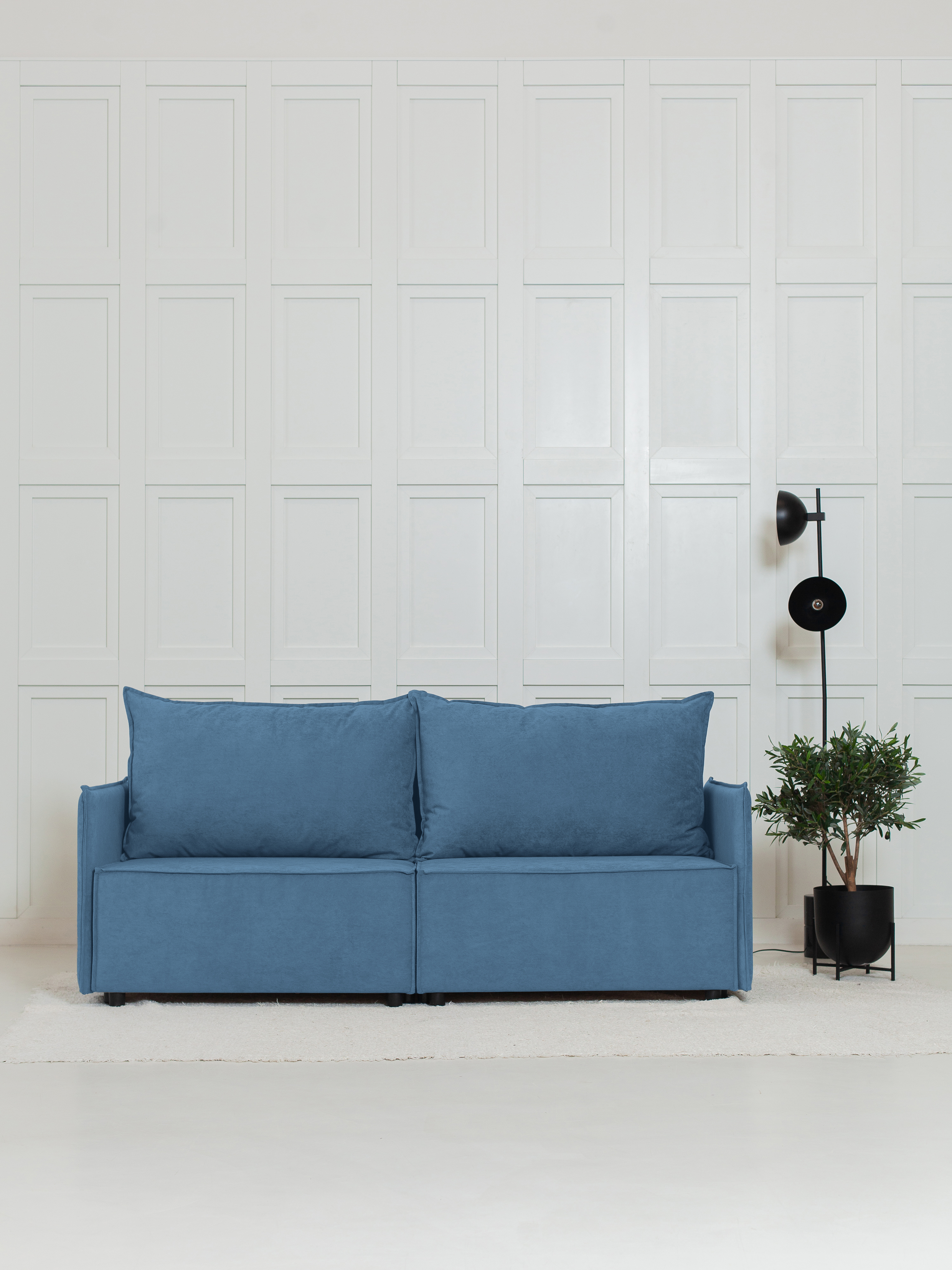 Изображение товара Диван раскладной Cityhd Ницца Слим синий велюр 200x90x80 см