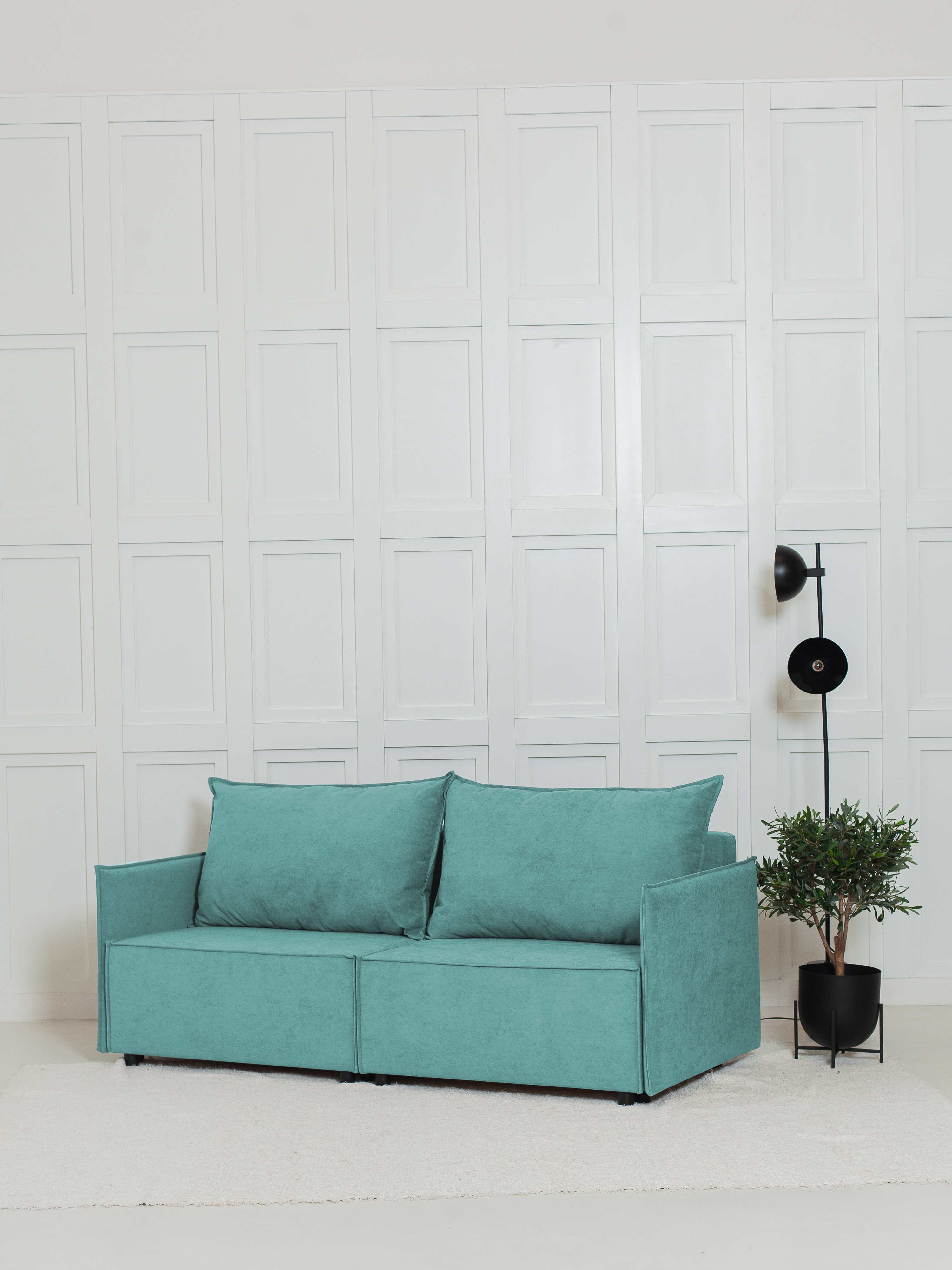 Изображение товара Диван раскладной Cityhd Ницца Слим велюр бирюзовый 200x90x80 см