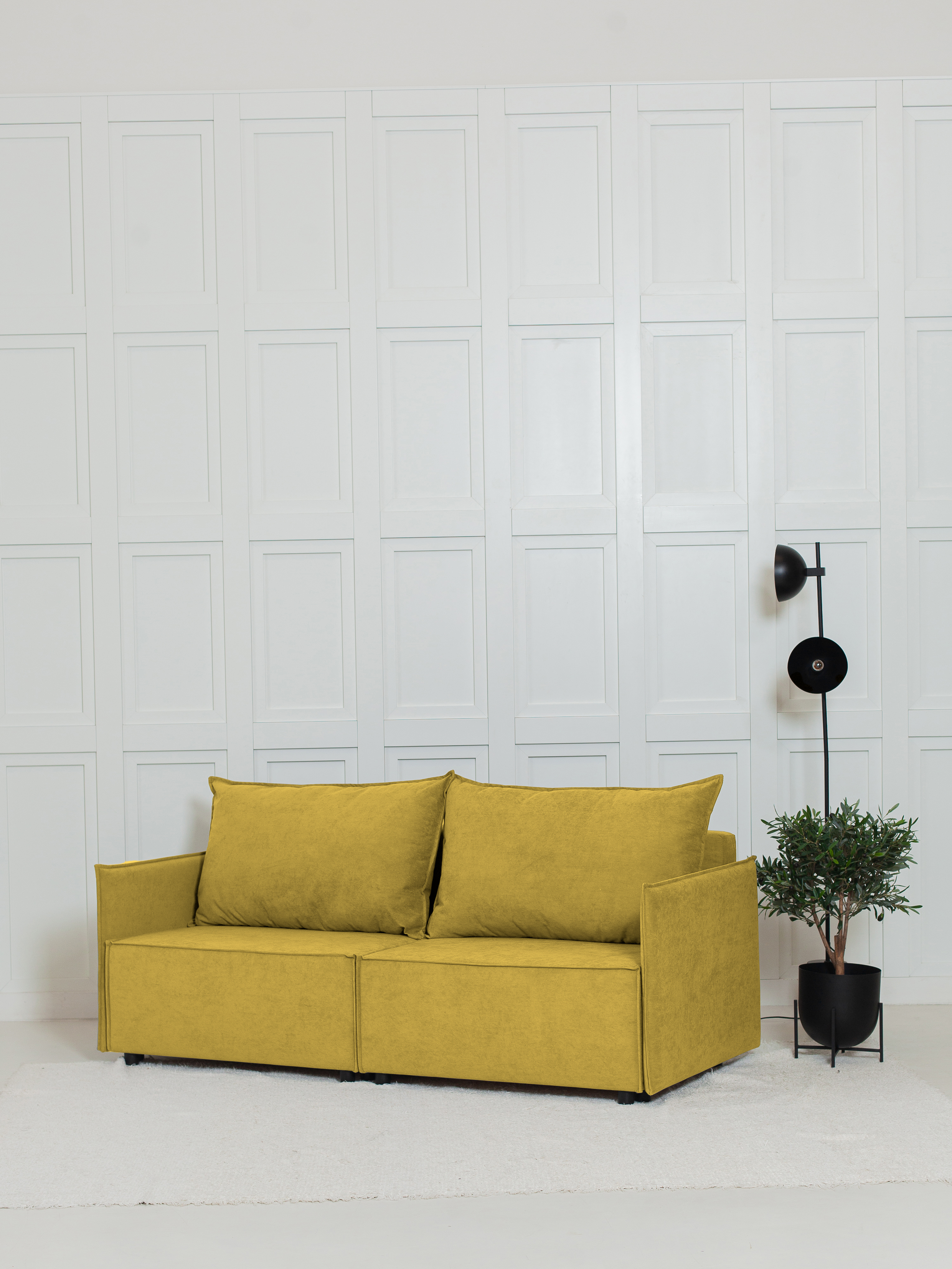 Изображение товара Диван раскладной Cityhd Ницца Слим 200х90х80 см велюр горчичный