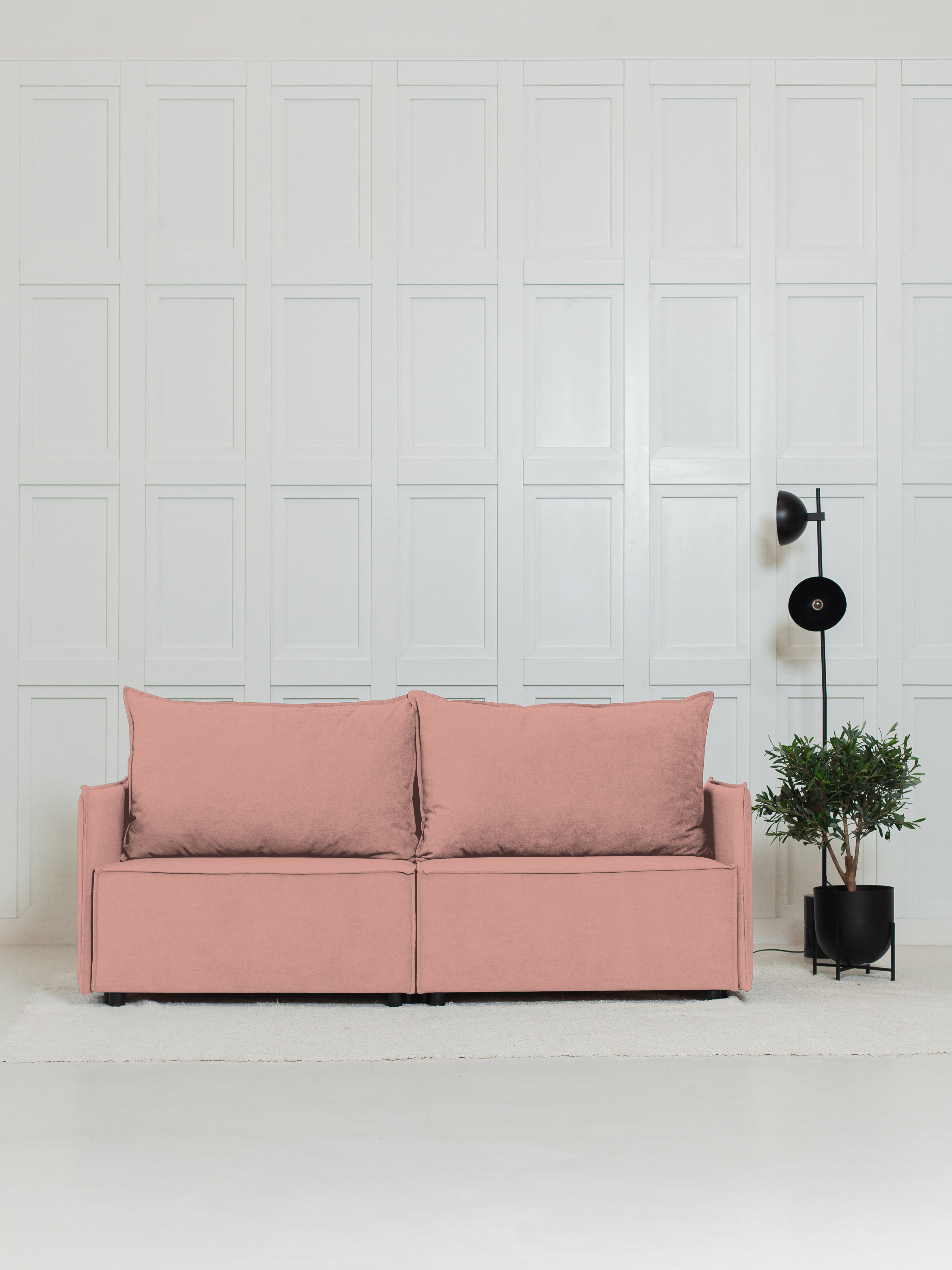 Изображение товара Диван раскладной Cityhd Ницца Слим 200x90x80 см розовый велюр