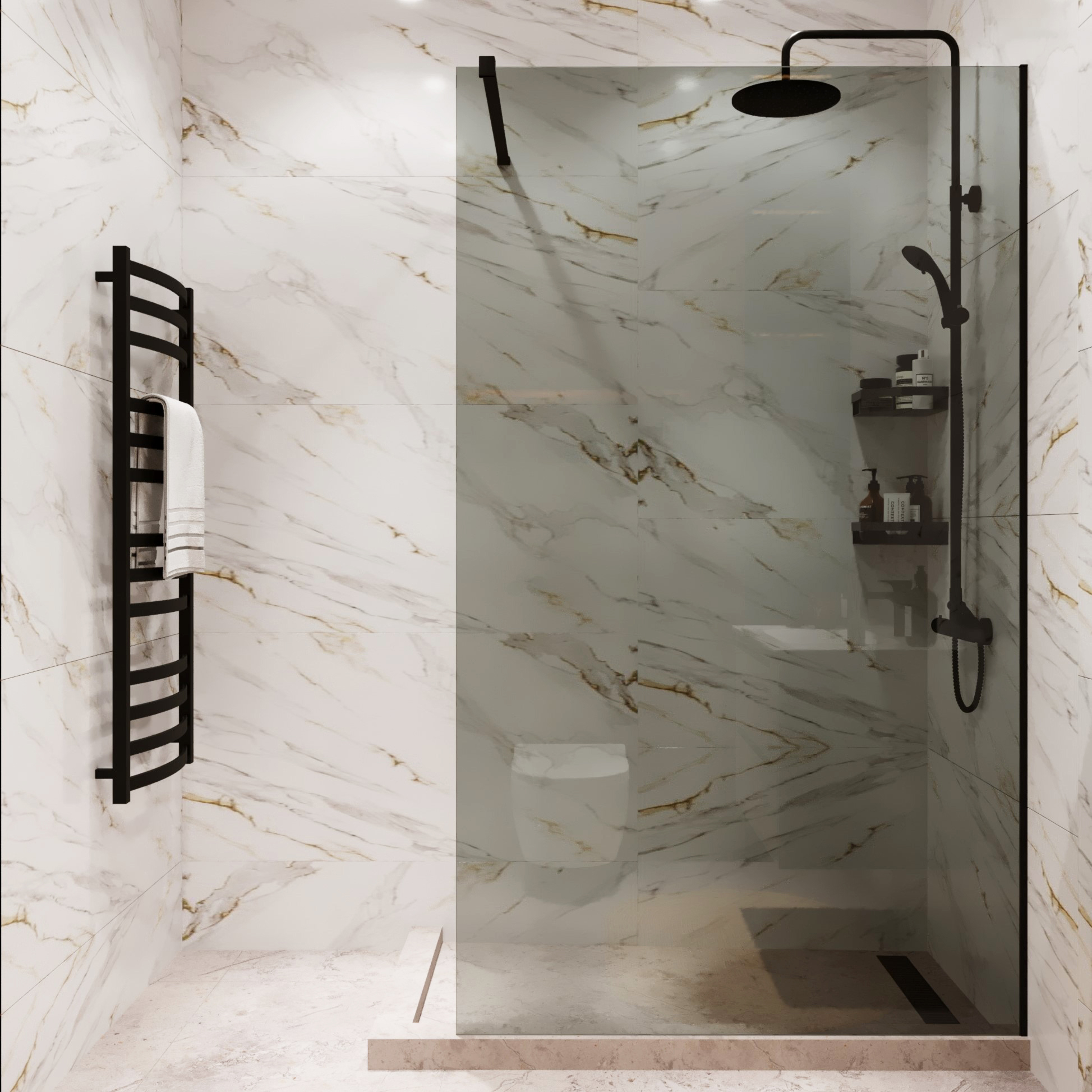 Изображение товара Душевая перегородка Mebelvann 90x200 см черный профиль тонированное стекло