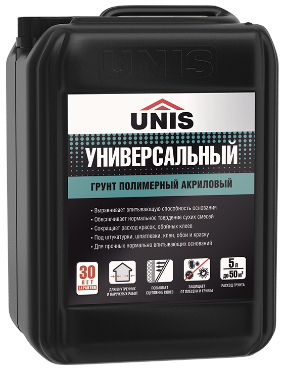 Изображение товара Грунтовка универсальная Unis 5 л Изображение товара Грунтовка универсальная Unis 5 л