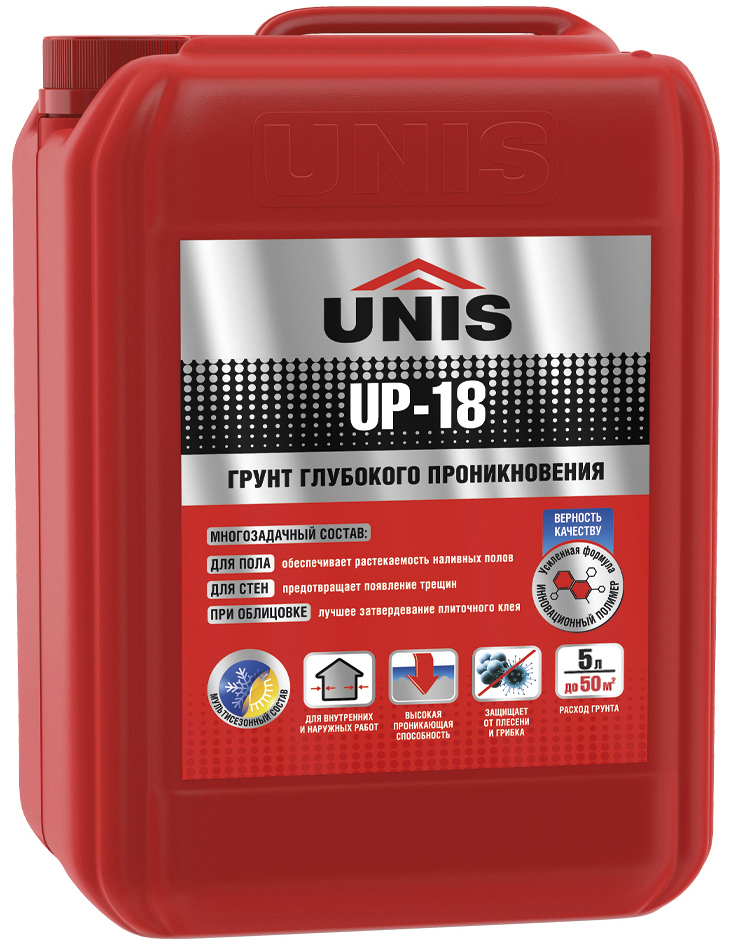 Изображение товара Грунтовка глубокого проникновения Unis UP-18 5 л Изображение товара Грунтовка глубокого проникновения Unis UP-18 5 л