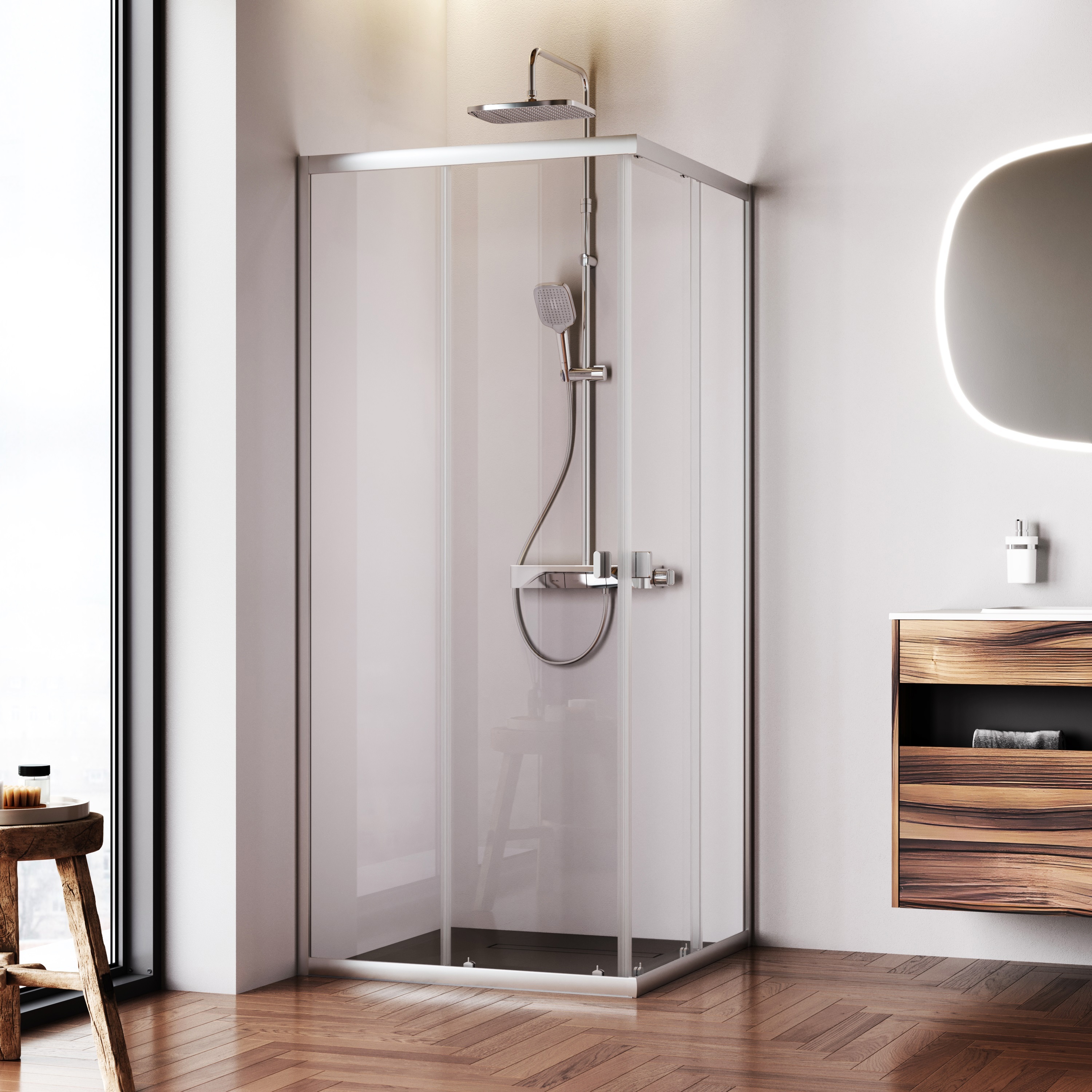 Изображение товара Душевой уголок AM.PM Moxie W9MG-403-9090-MT 90x90 см раздвижной стекло Германия