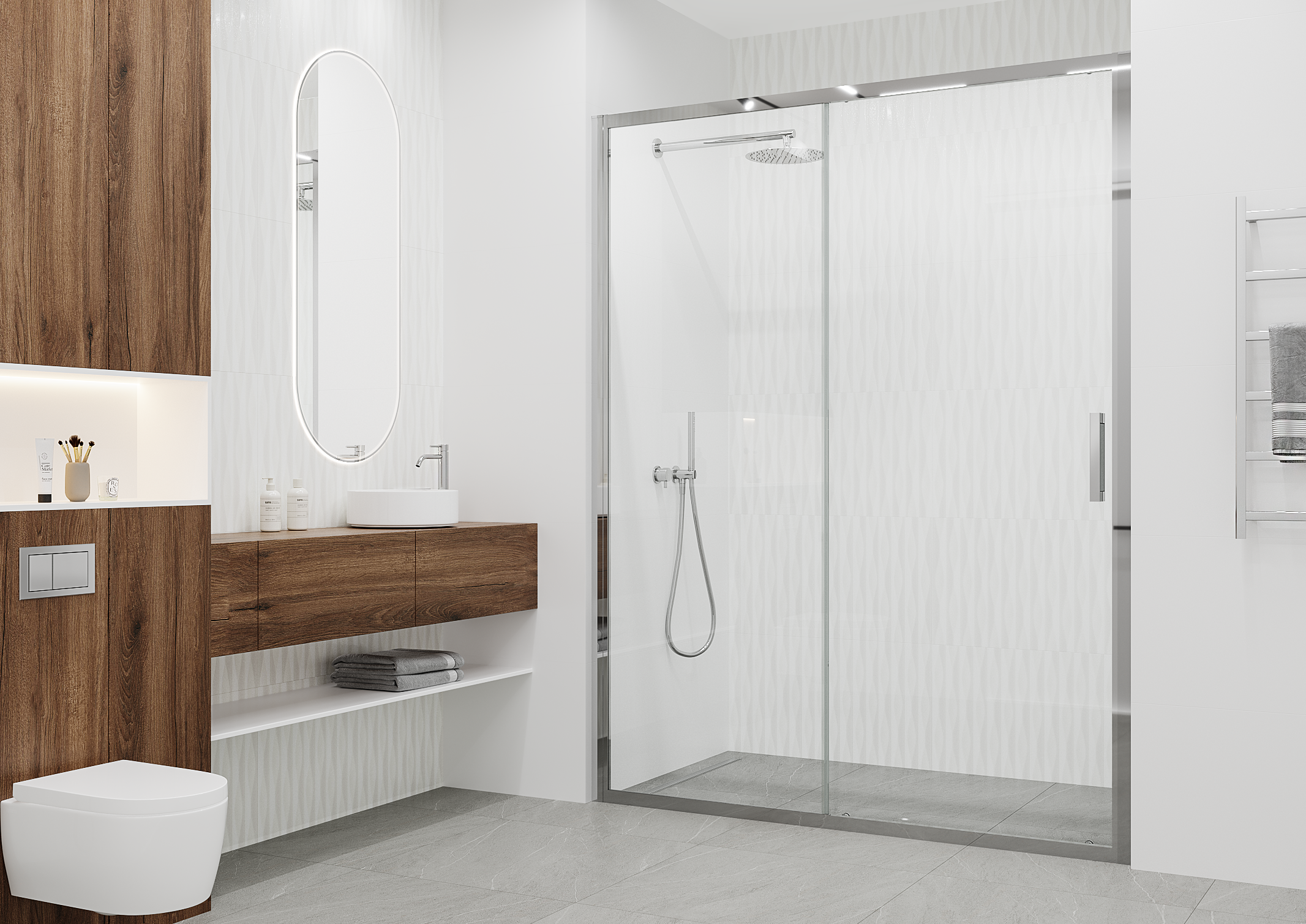 Изображение товара Душевая дверь Март Квадро 195x140 см раздвижная с регулировкой