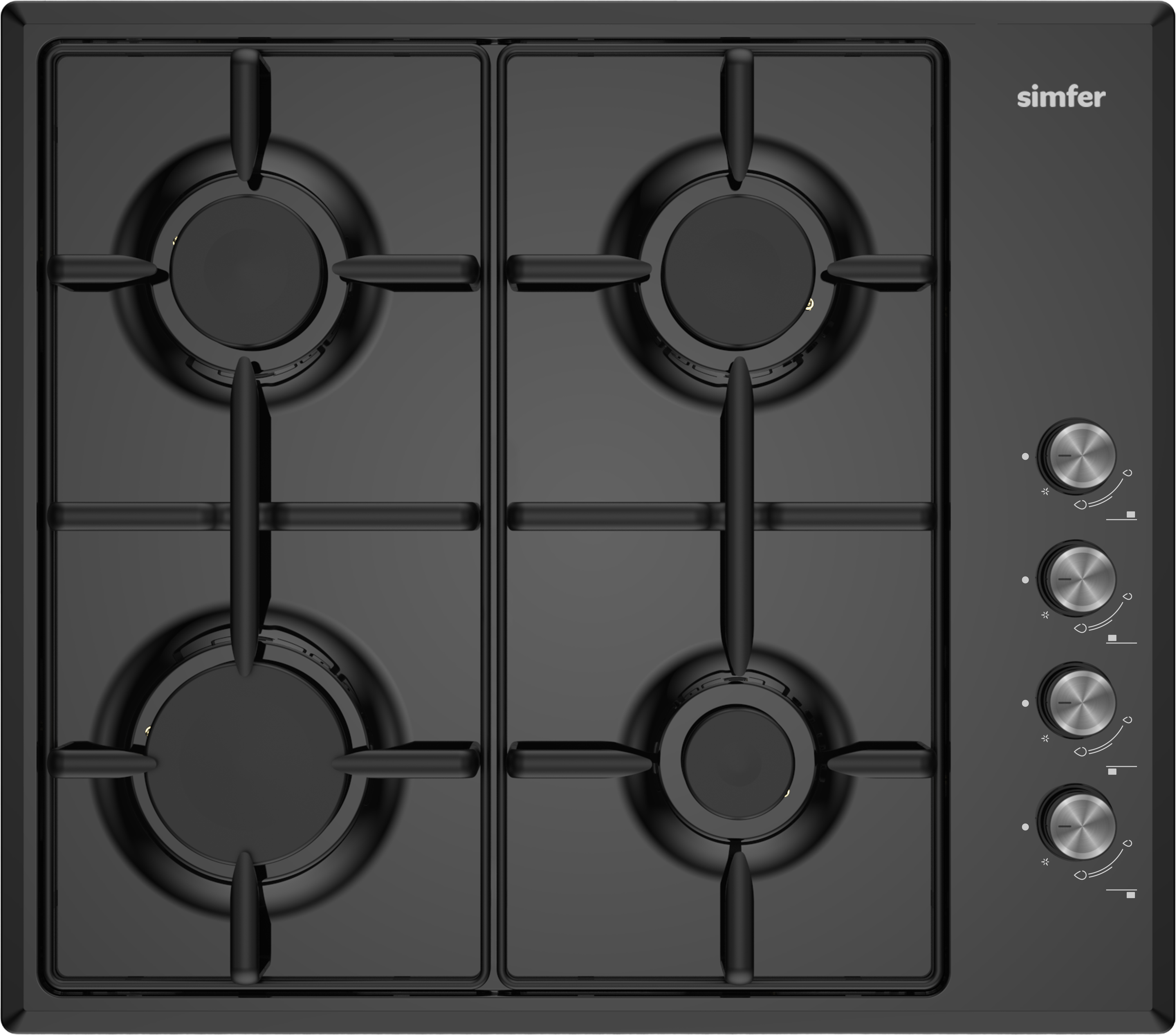 Изображение товара Газовая варочная панель Simfer H60Q40B025 60 см 4 конфорки черная встроенная