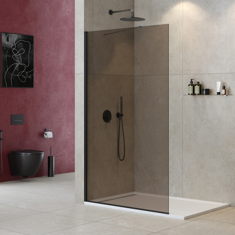 Изображение товара Душевая перегородка Cezares LIBERTA-L-1-TB-120-BR-NERO 120x195см черный профиль