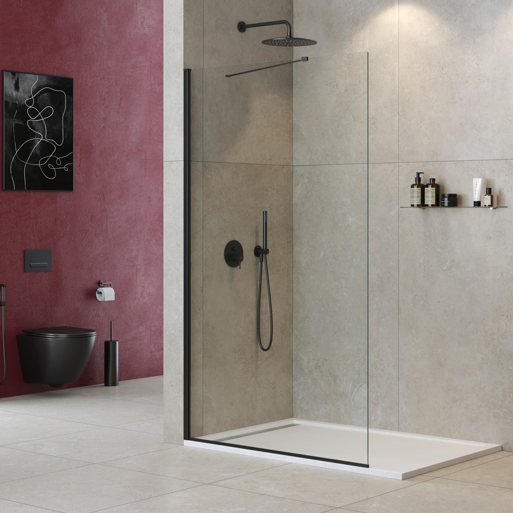 Изображение товара Душевая перегородка Cezares LIBERTA-L-1-TB-110-C-NERO 110x195см черный профиль