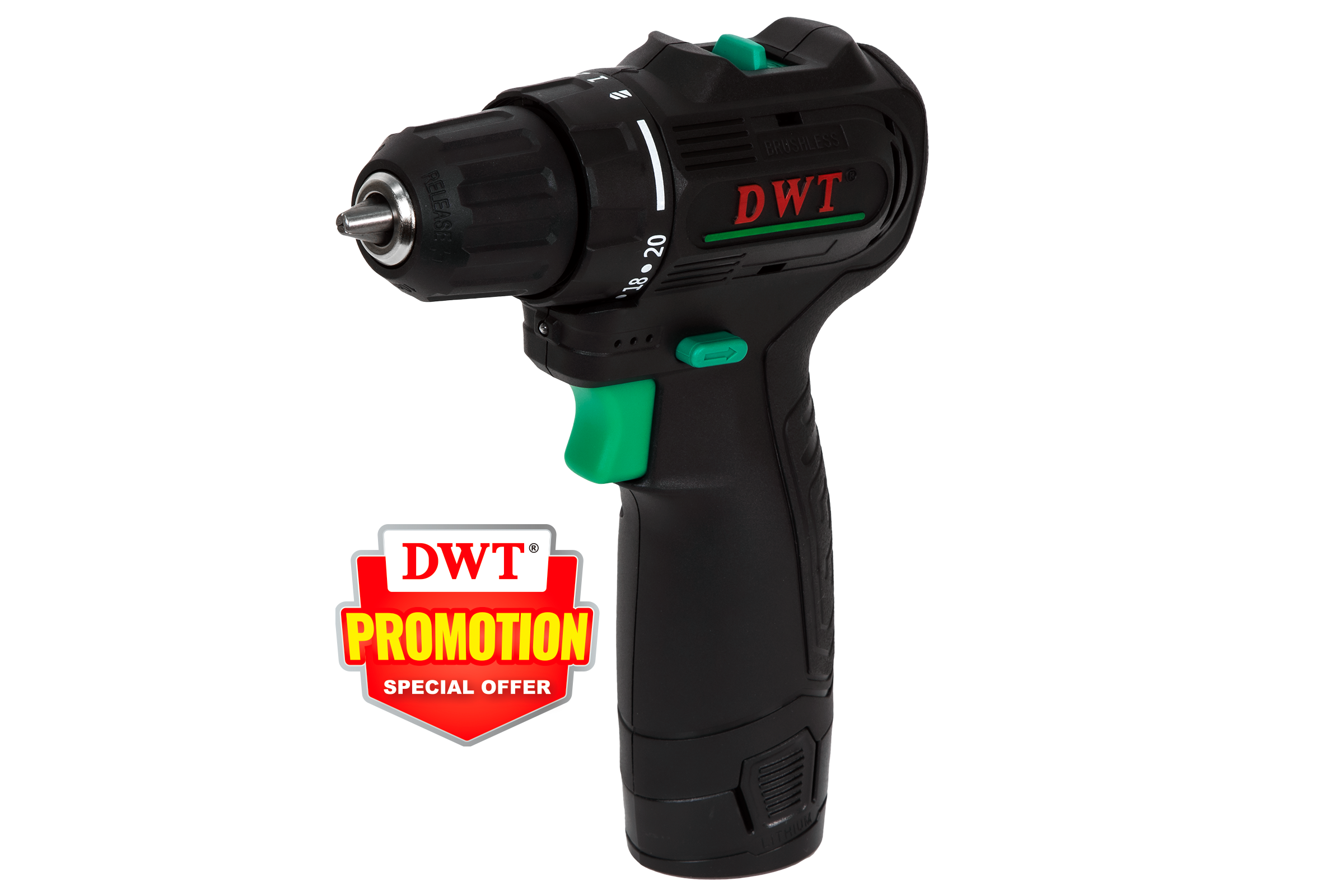 Изображение товара Аккумуляторная дрель-шуруповерт DWT ABSP-12 DN-2 BMC 12 В Li-Ion 2x2 Ач