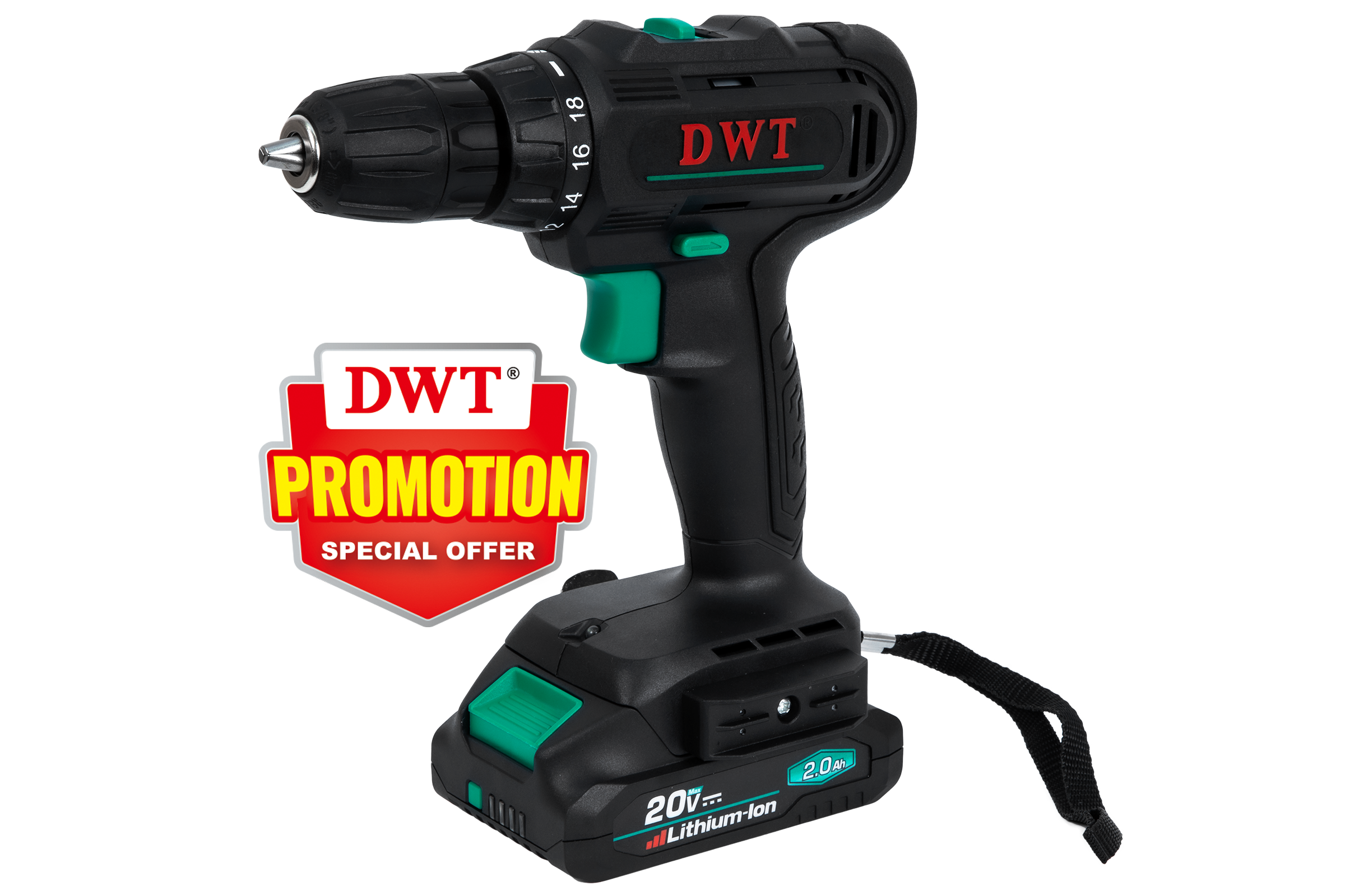 Изображение товара Аккумуляторная дрель-шуруповерт DWT ABSP-20 NF-2 BMC 20В с подсветкой Изображение товара Аккумуляторная дрель-шуруповерт DWT ABSP-20 NF-2 BMC 20В с подсветкой