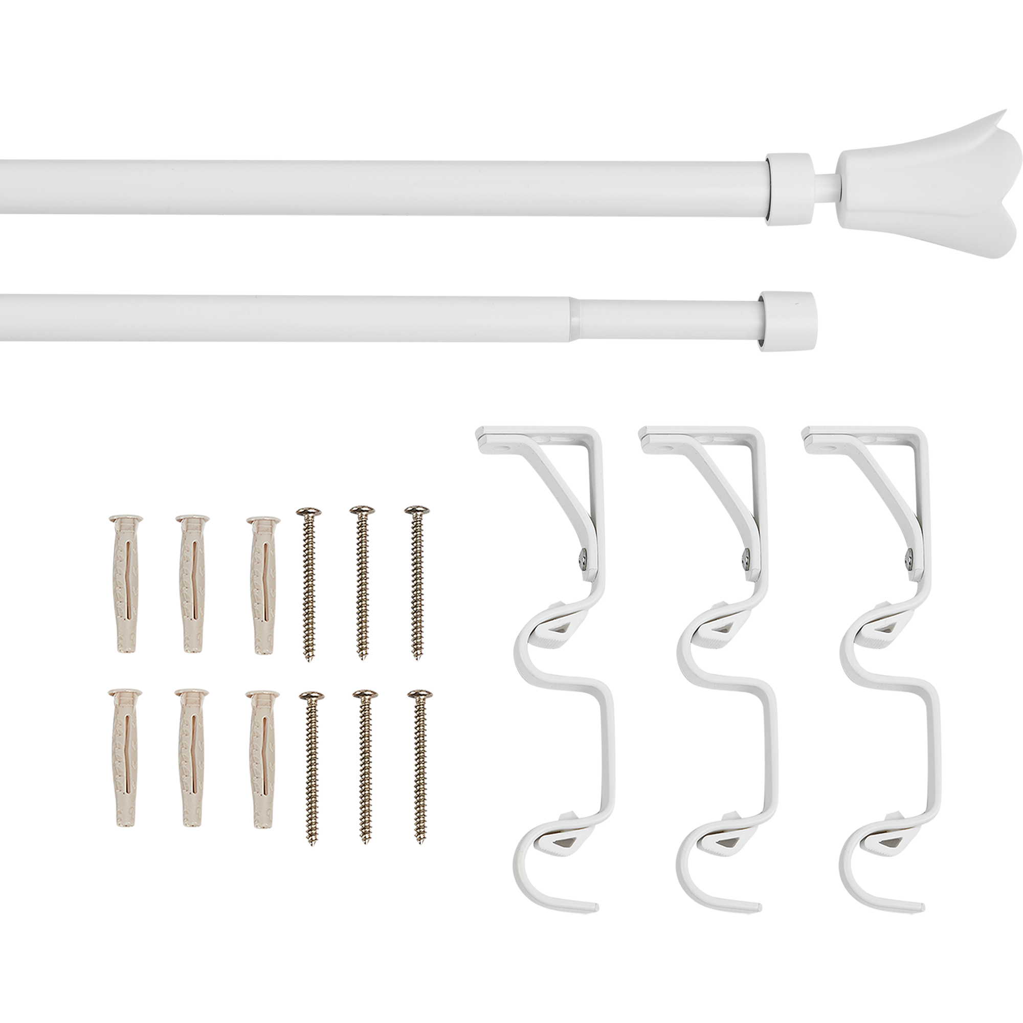 Карниз двухрядный раздвижной Florus d16/19 мм 160-300 см металл цвет белый - 1