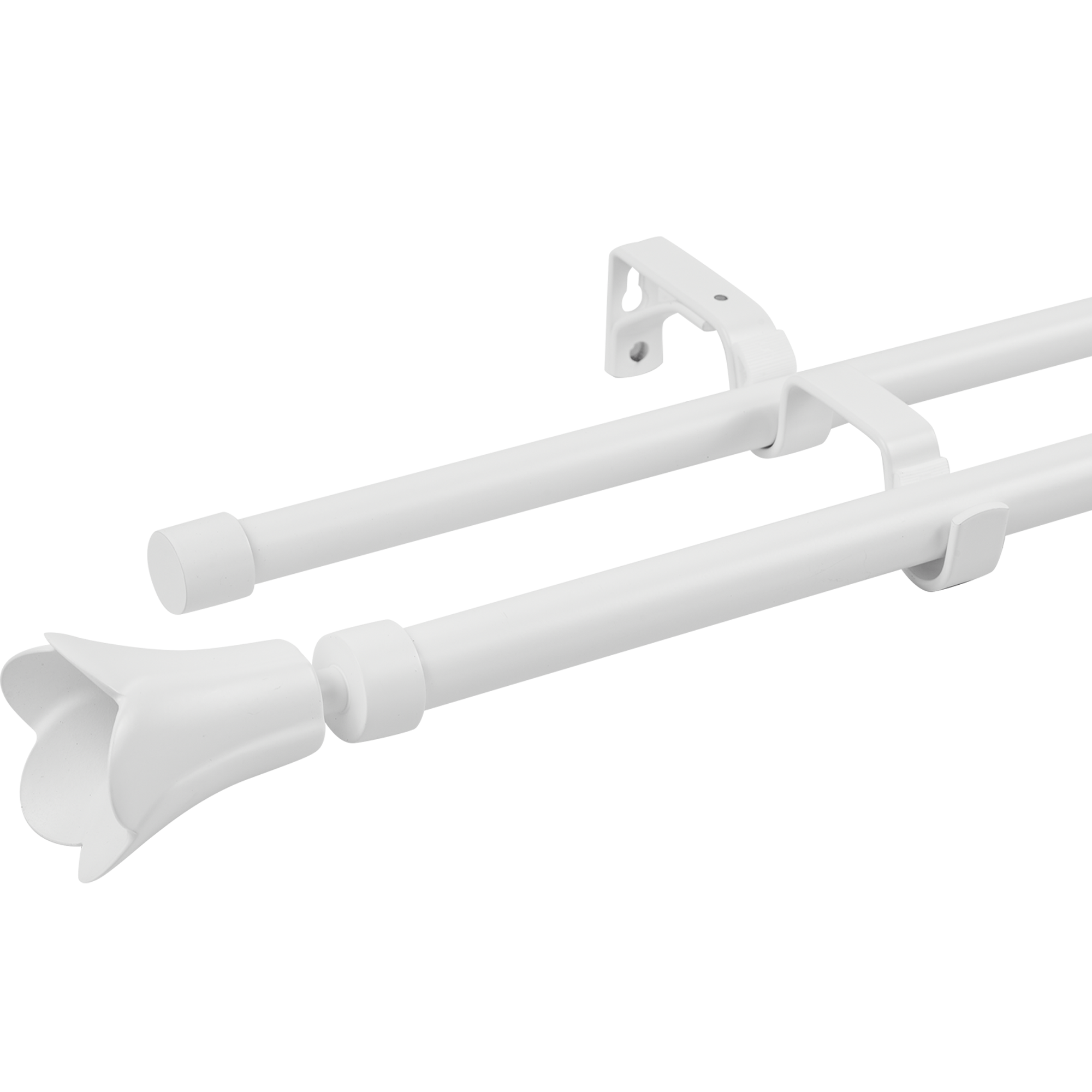 Карниз двухрядный раздвижной Florus d16/19 мм 160-300 см металл цвет белый