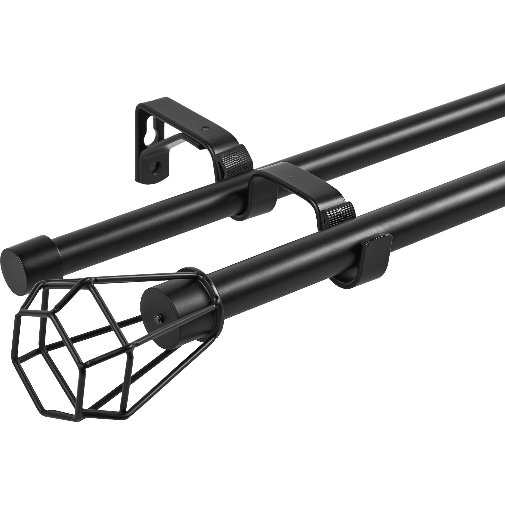 Изображение товара Двухрядный раздвижной карниз Inspire Fabo, металл, черный, 160-300 см