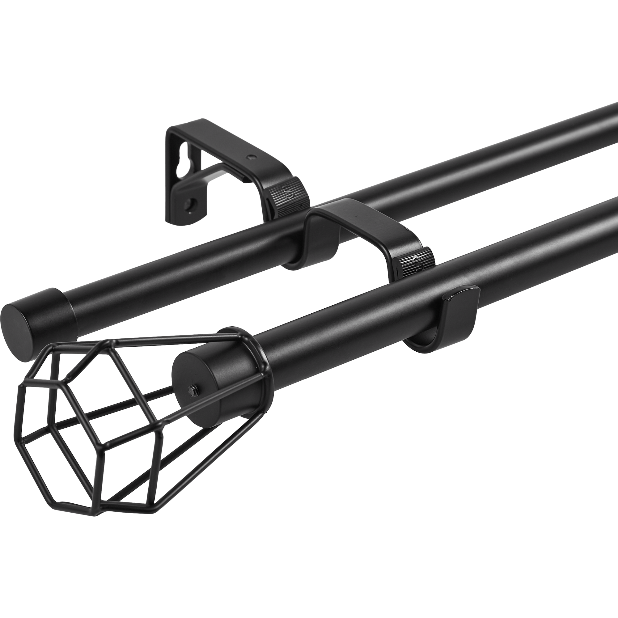 Карниз двухрядный раздвижной Fabo d16/19 мм 160-300 см металл цвет черный