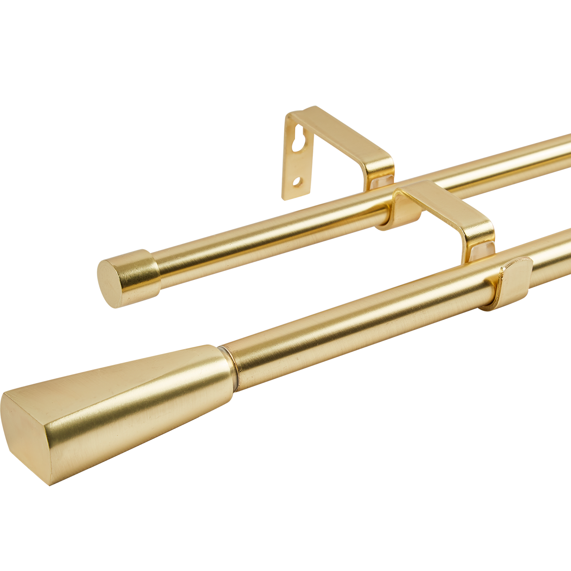 Карниз двухрядный раздвижной Грани 160-300 см металл цвет латунь