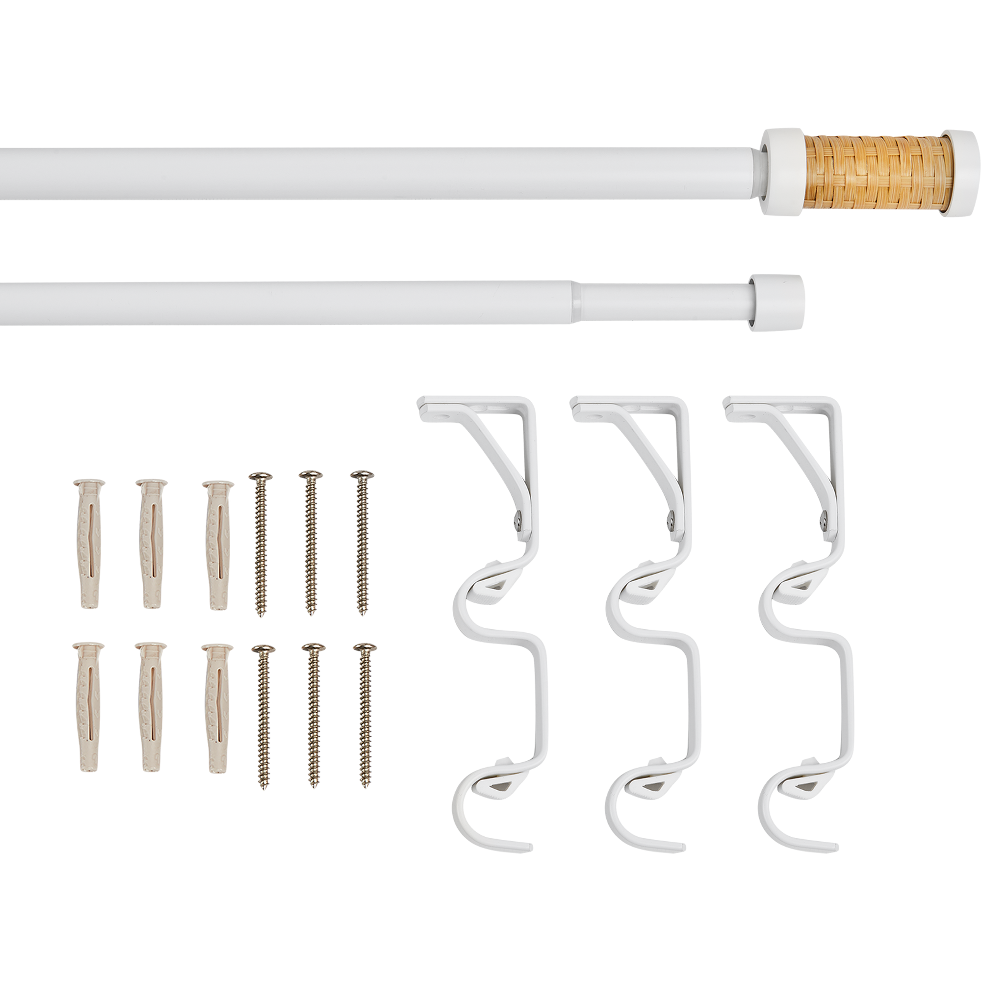 Карниз двухрядный раздвижной Natus 160-300 см металл цвет белый - 1