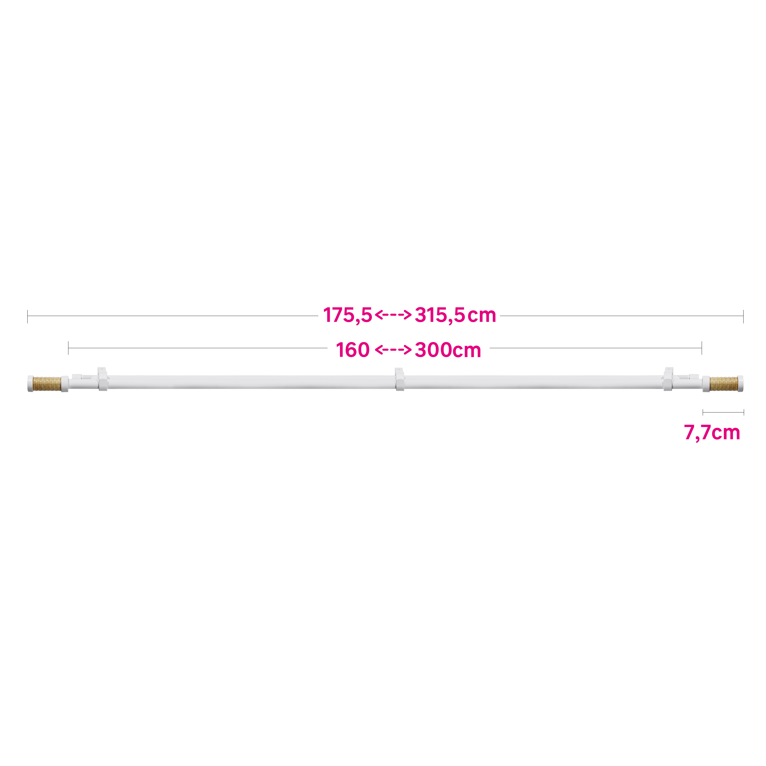 Карниз двухрядный раздвижной Natus 160-300 см металл цвет белый - 3
