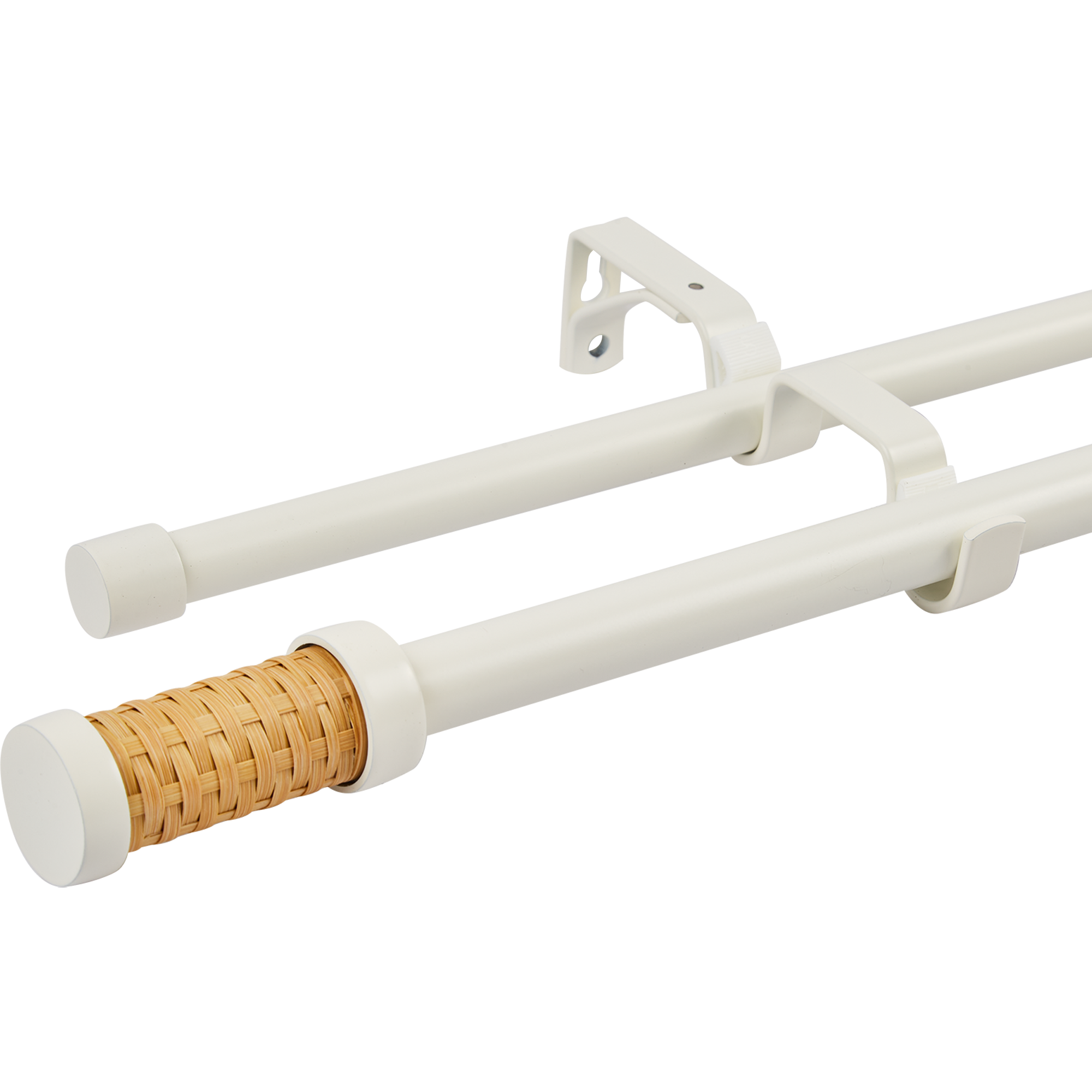 Карниз двухрядный раздвижной Natus 160-300 см металл цвет белый