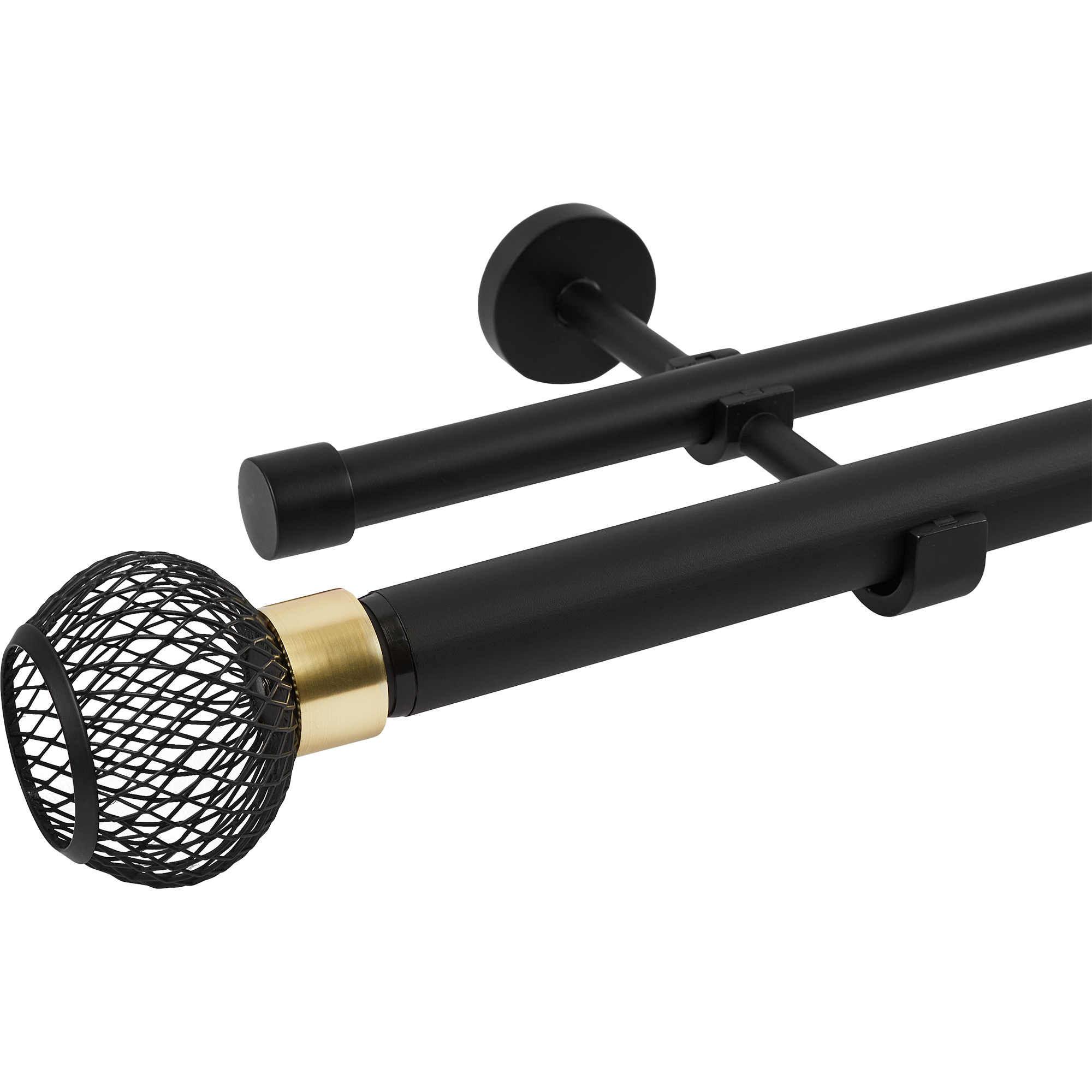 Карниз двухрядный раздвижной Glama 200-360 см алюминий цвет черный