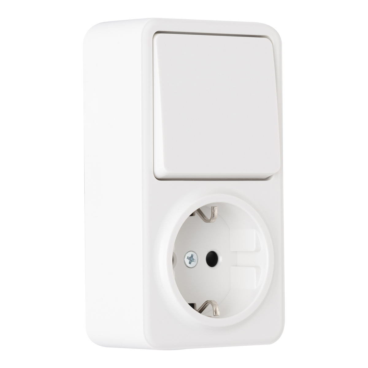 Изображение товара Розетка с выключателем встраиваемая Arte milano 310.52-1.white с заземлением и шторками цвет белый