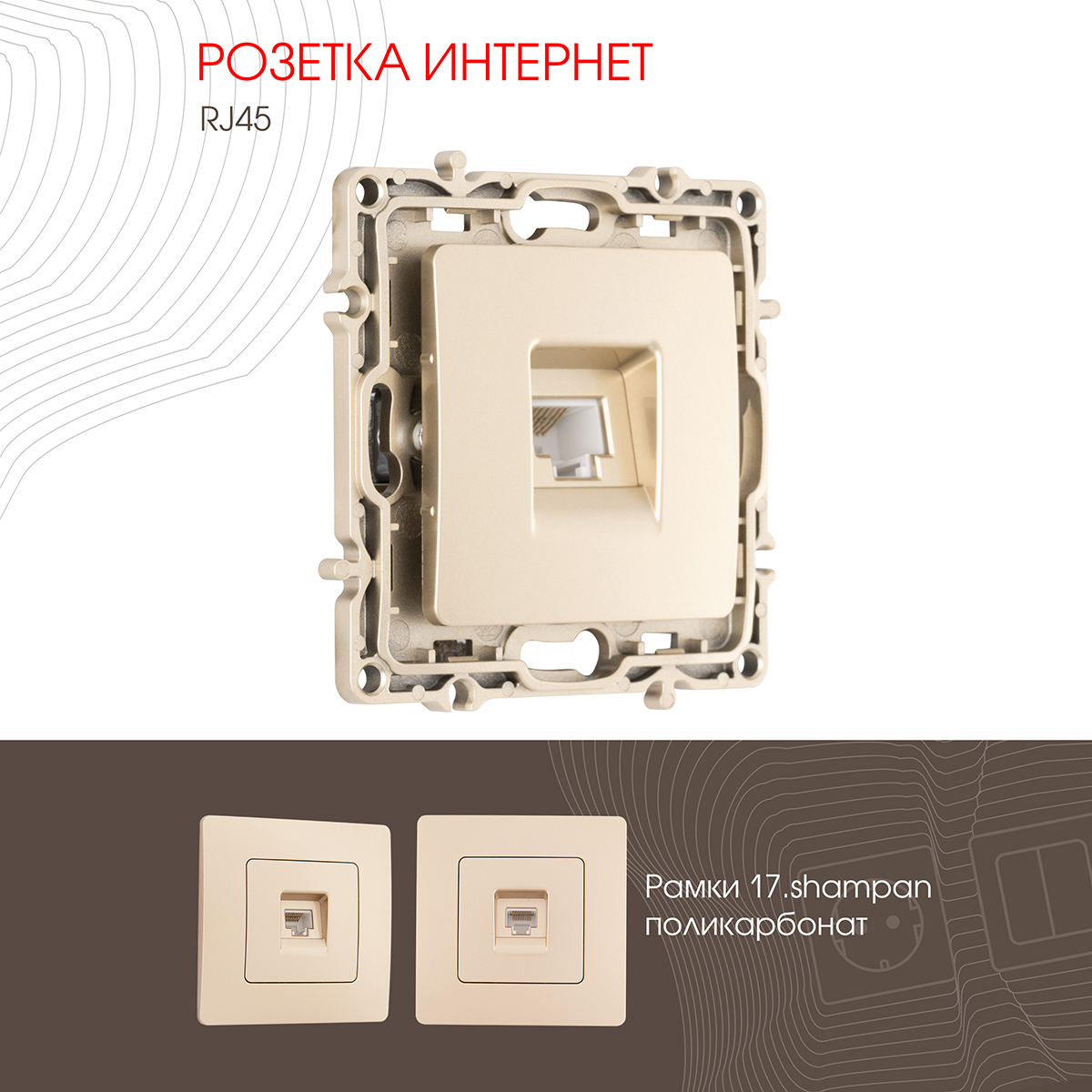 Изображение товара Arte milano встраиваемая розетка 217.45-1.shampan тип C 6А IP20